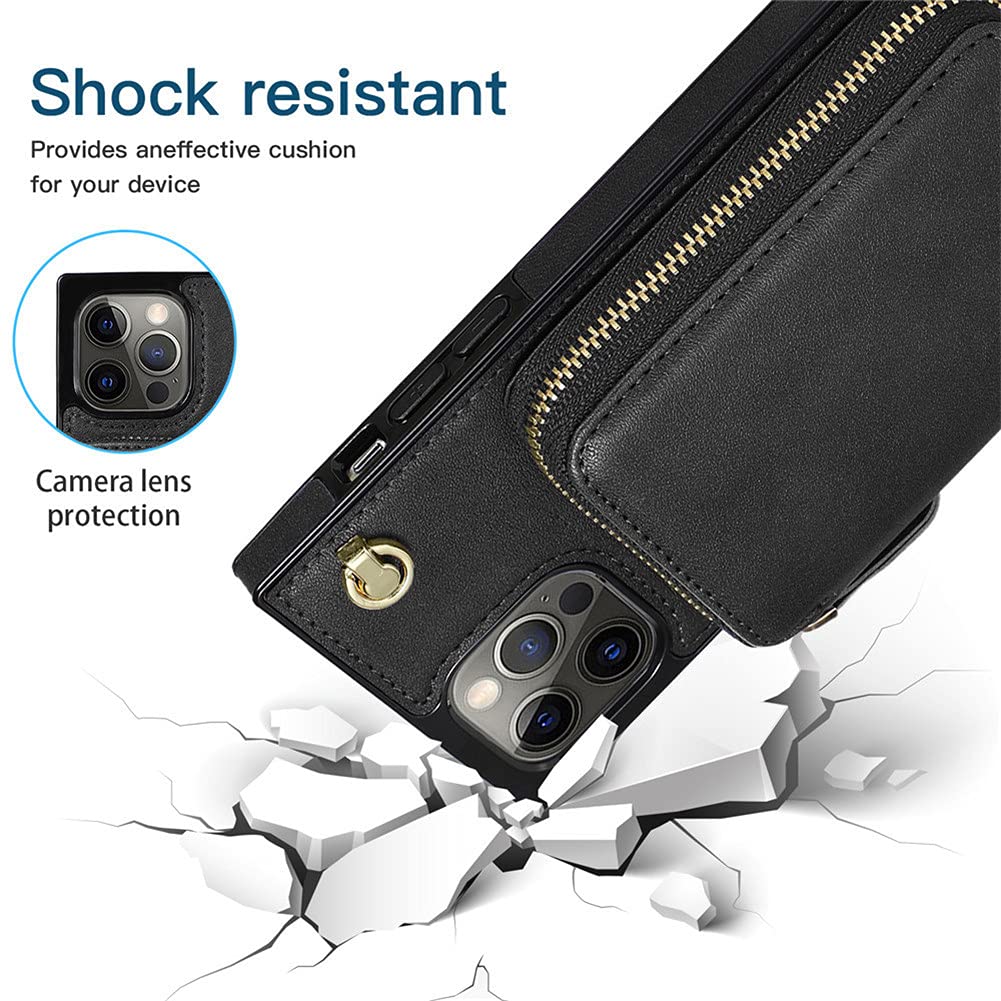 Custodia a portafoglio con cerniera a tracolla compatibile con Apple iPhone 7 Plus 8 Plus Custodia