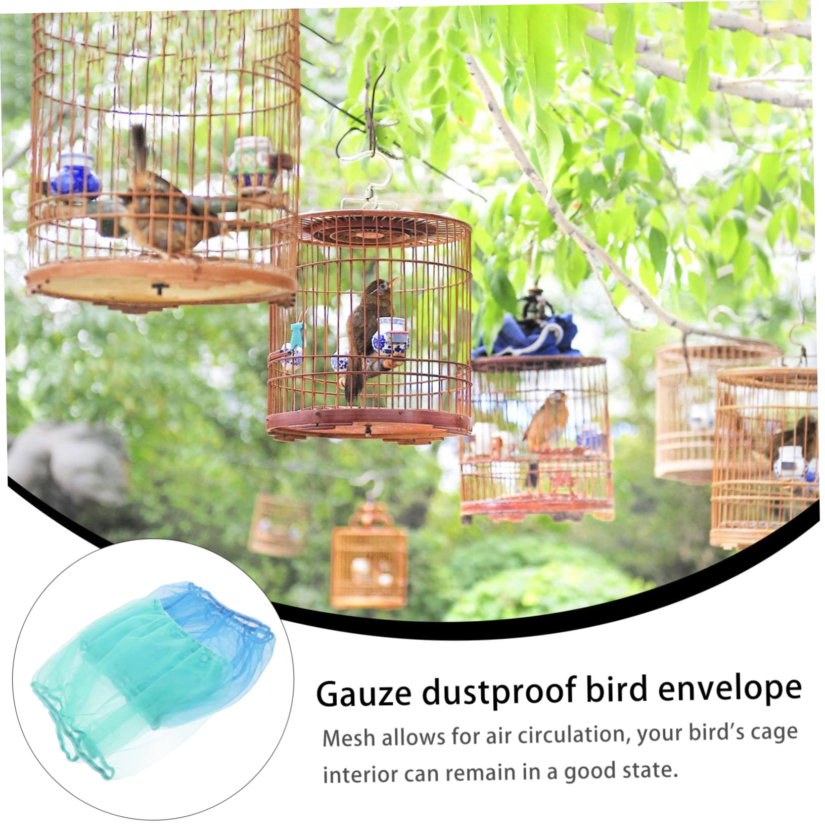 GALPADA 2sets Parakeet Cage Accessory Bird Cage Skirts Pet Bird Covers Indoor Supplies Elastic Mesh Cover 2pcs*2