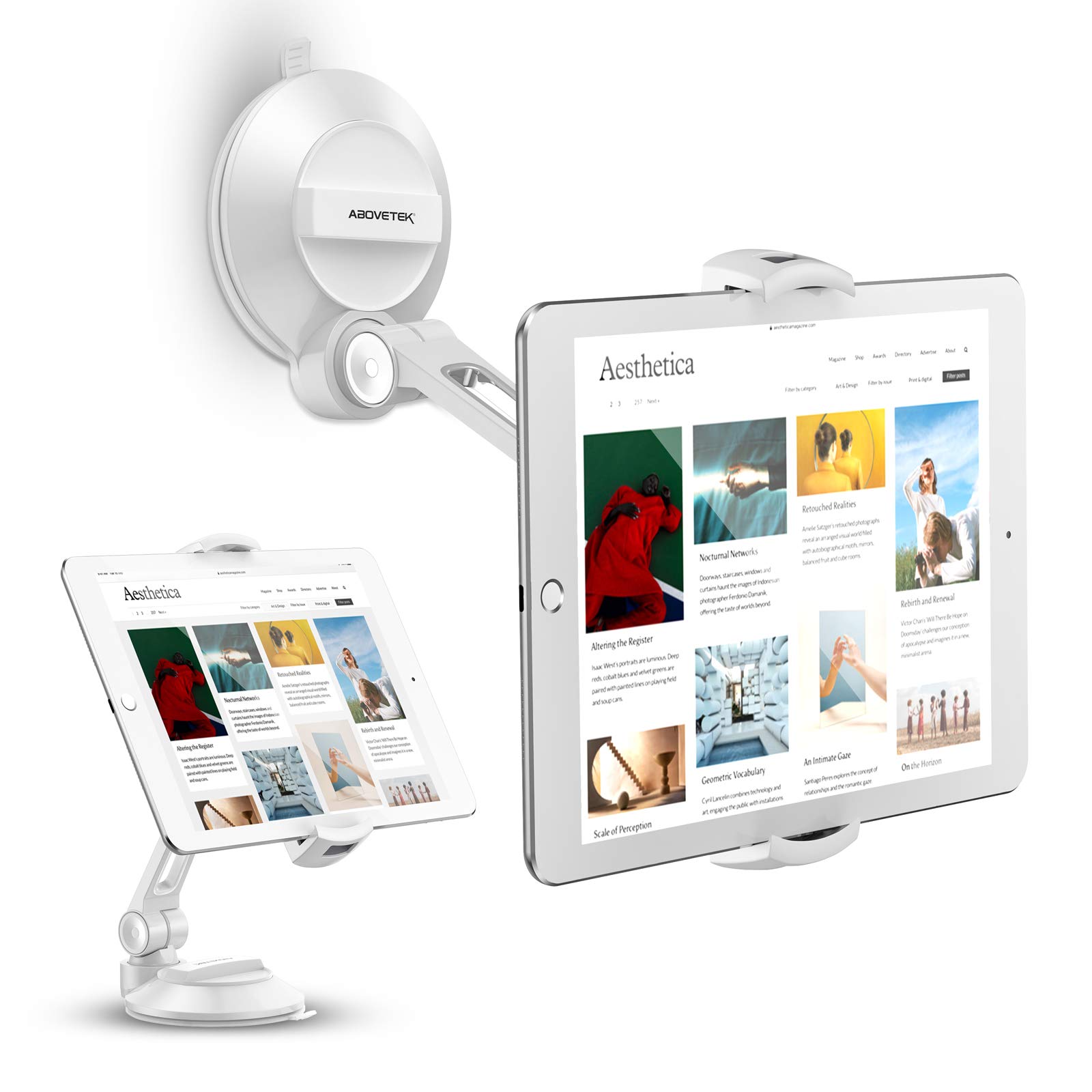 AboveTEKTablet Suction Cup Holder Fits 4-11” Display Large Swivel Tablet Phone Stand
