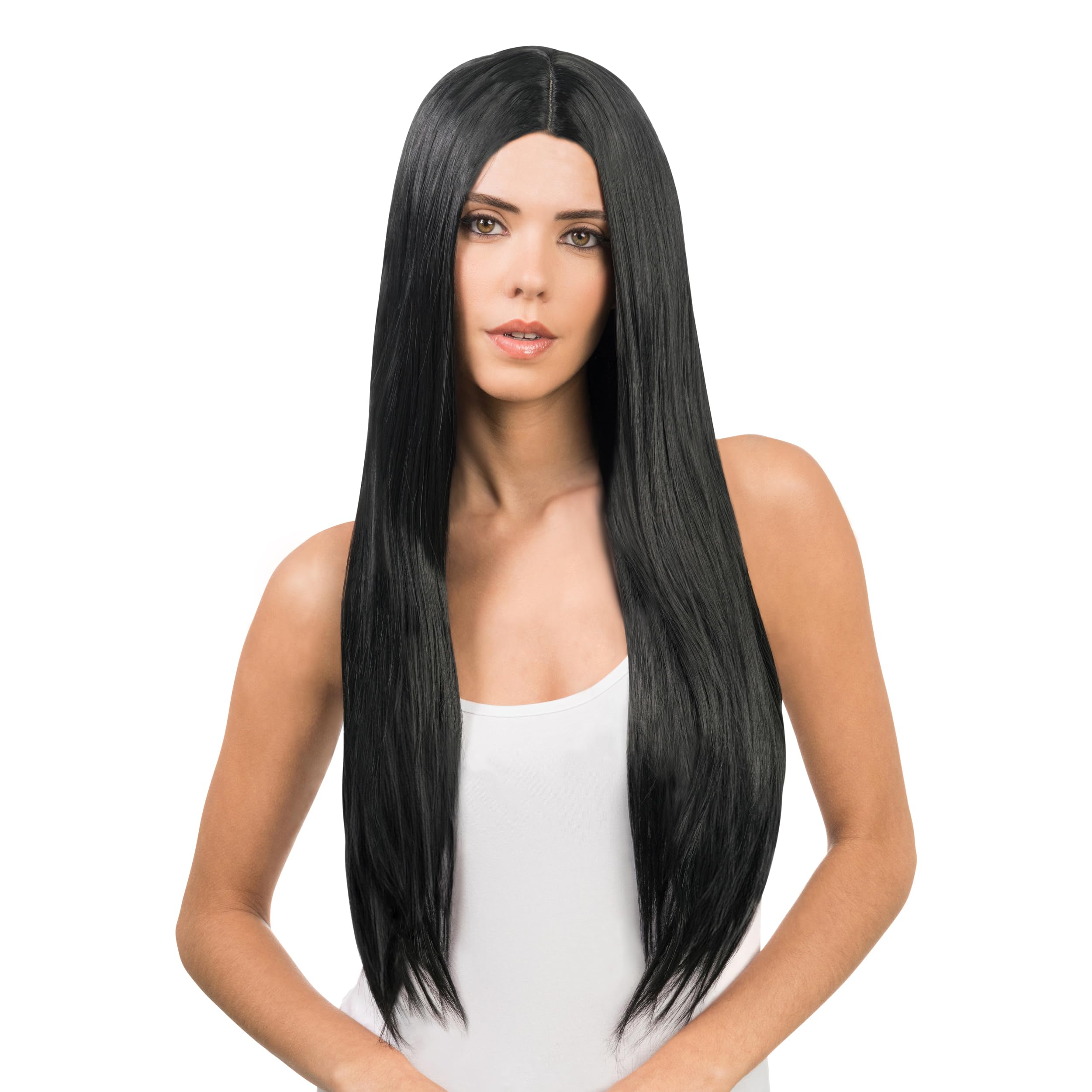 Chaks - Long hair wig 73 cm, straight with middle part, synthetic hair for cosplay, festival, carnival