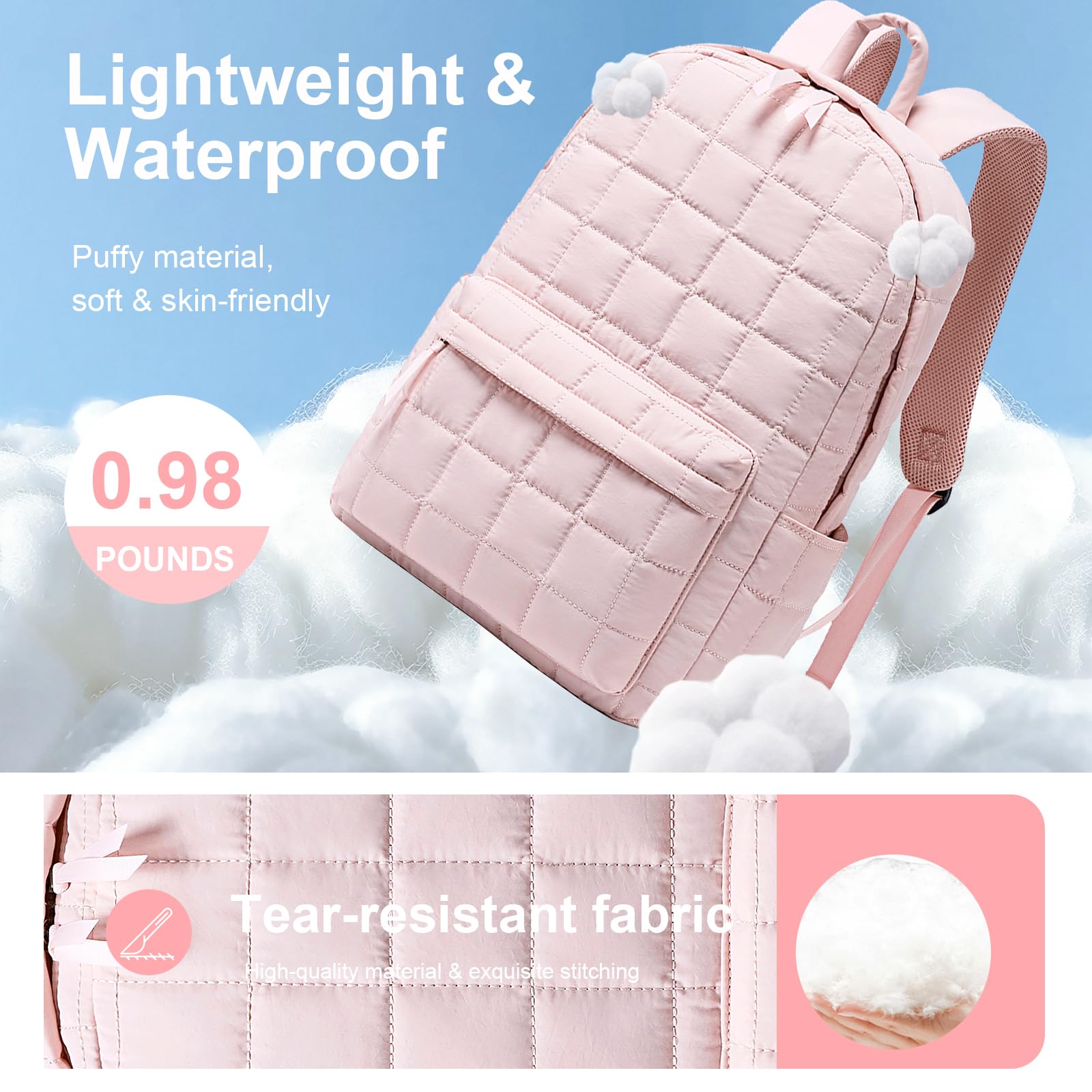 BTOOP Mochila escolar para adolescentes, niñas, mujeres, laptop, universidad, llavero, cartera, para niñas y mujeres, informal, escuela secundaria