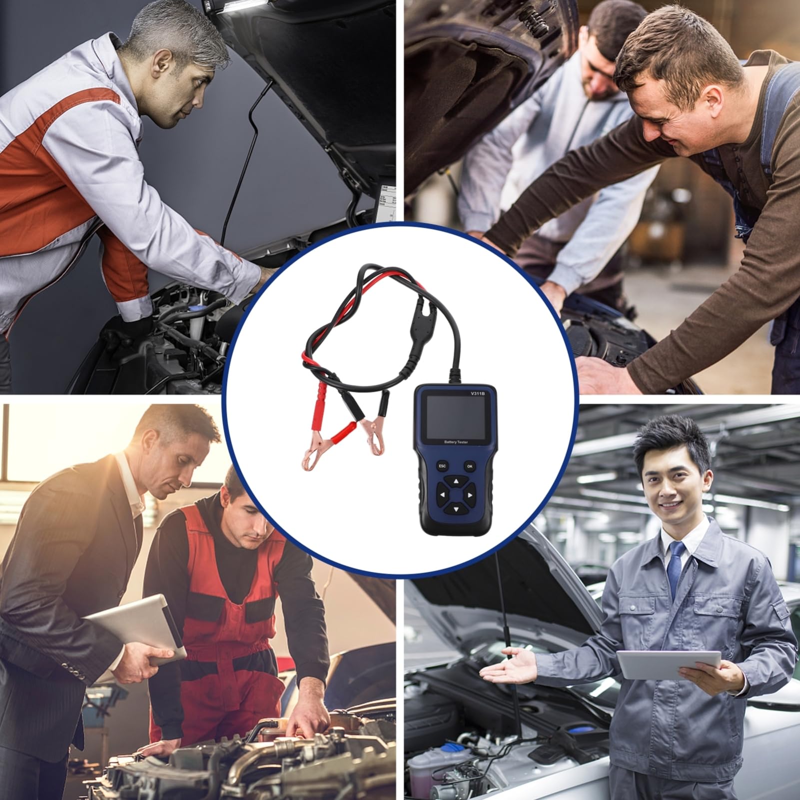 Tester per Batterie Auto 12v Display ad Alta Definizione | 9 Lingue Selezionabili, Plastico, per Batteria Auto e Alimentazione Vettura