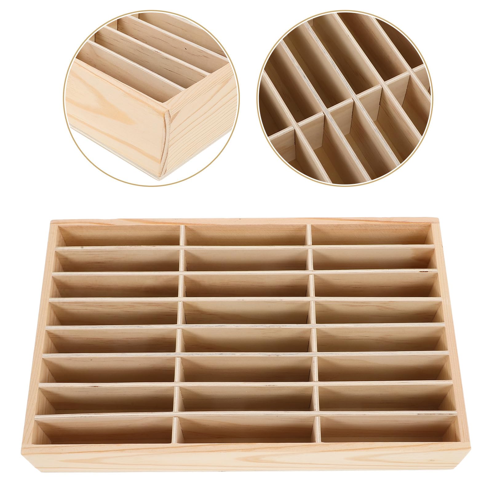 Scatola Porta Cellulari in Legno con Scomparti Multipli per Organizzare Biglietti da Visita e Penne, per Scrivania e Uso Scolastico