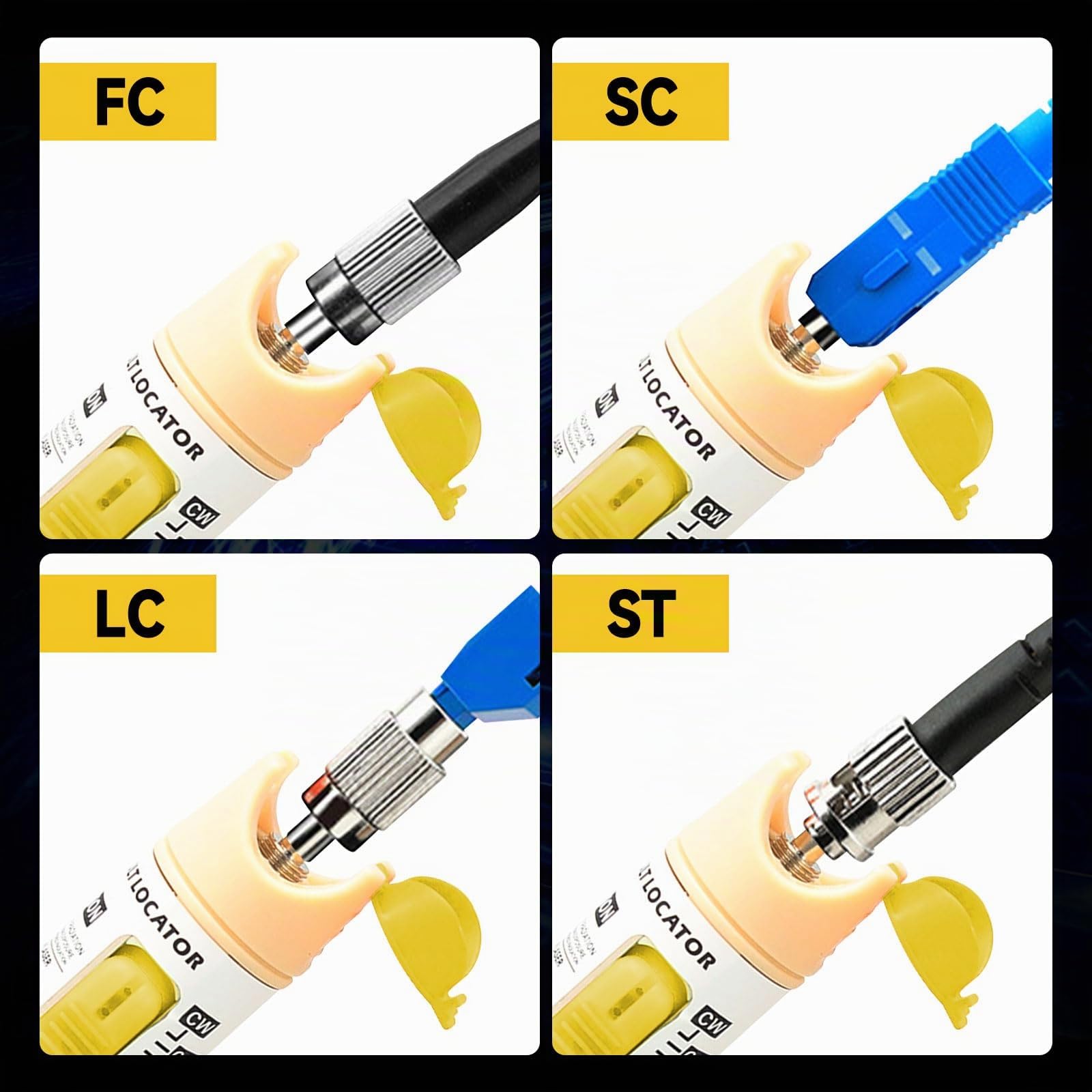 Localisateur visuel de défauts 100 mW, testeur de câble à fibre optique avec interface universelle de 2,5 mm, adaptateur FC/ST/SC, pour test de câble réseau à fibre optique