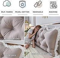Vista 2 de Almohada de cuña para cabecera de dormitorio, almohada de lectura en casa, soporte de espalda para sentarse en la cama, cojín lumbar de gran