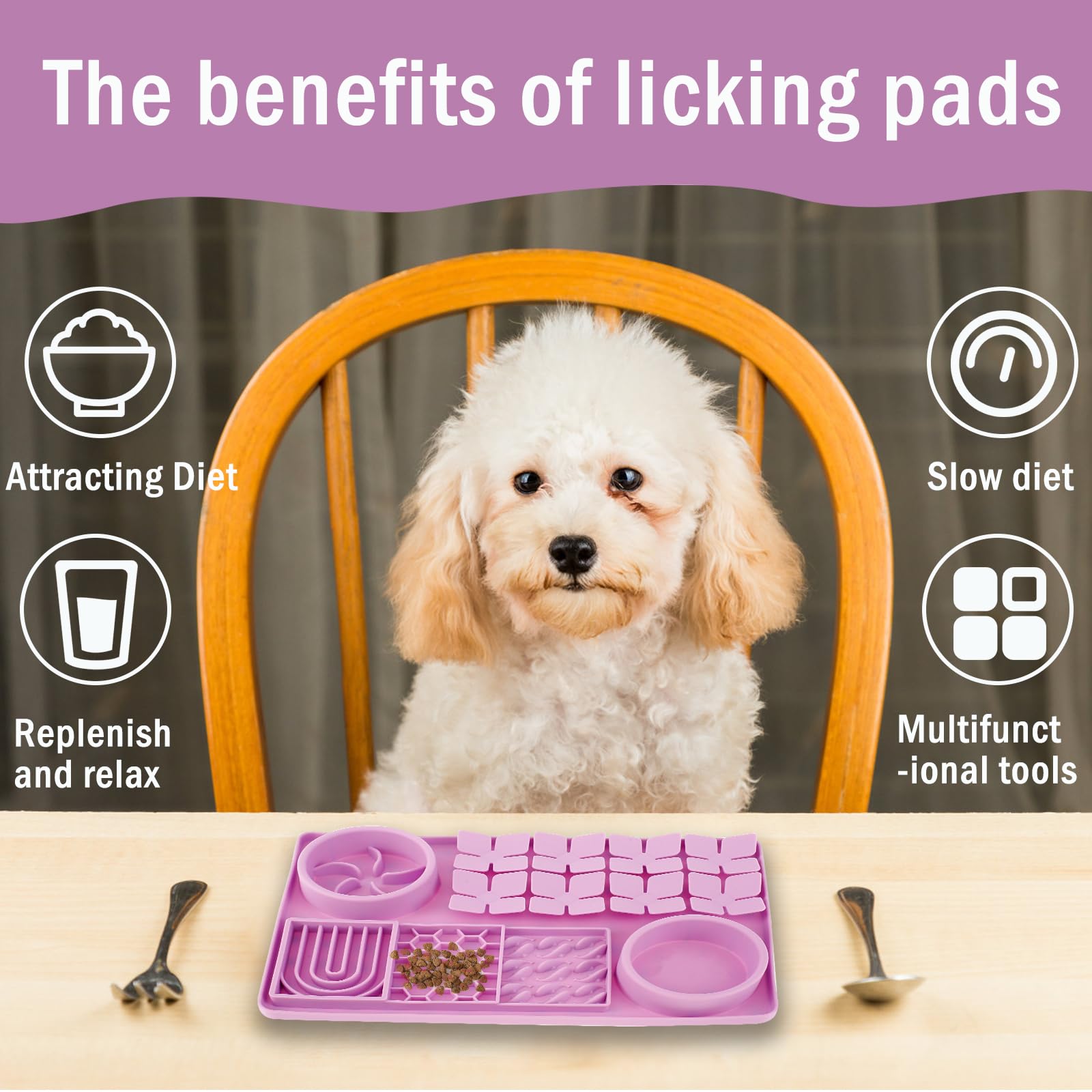 Produktbild von Schleckmatte Hund Mit Saugnapf Anti-Rutsch Leckmatte Hund 6 Zonen