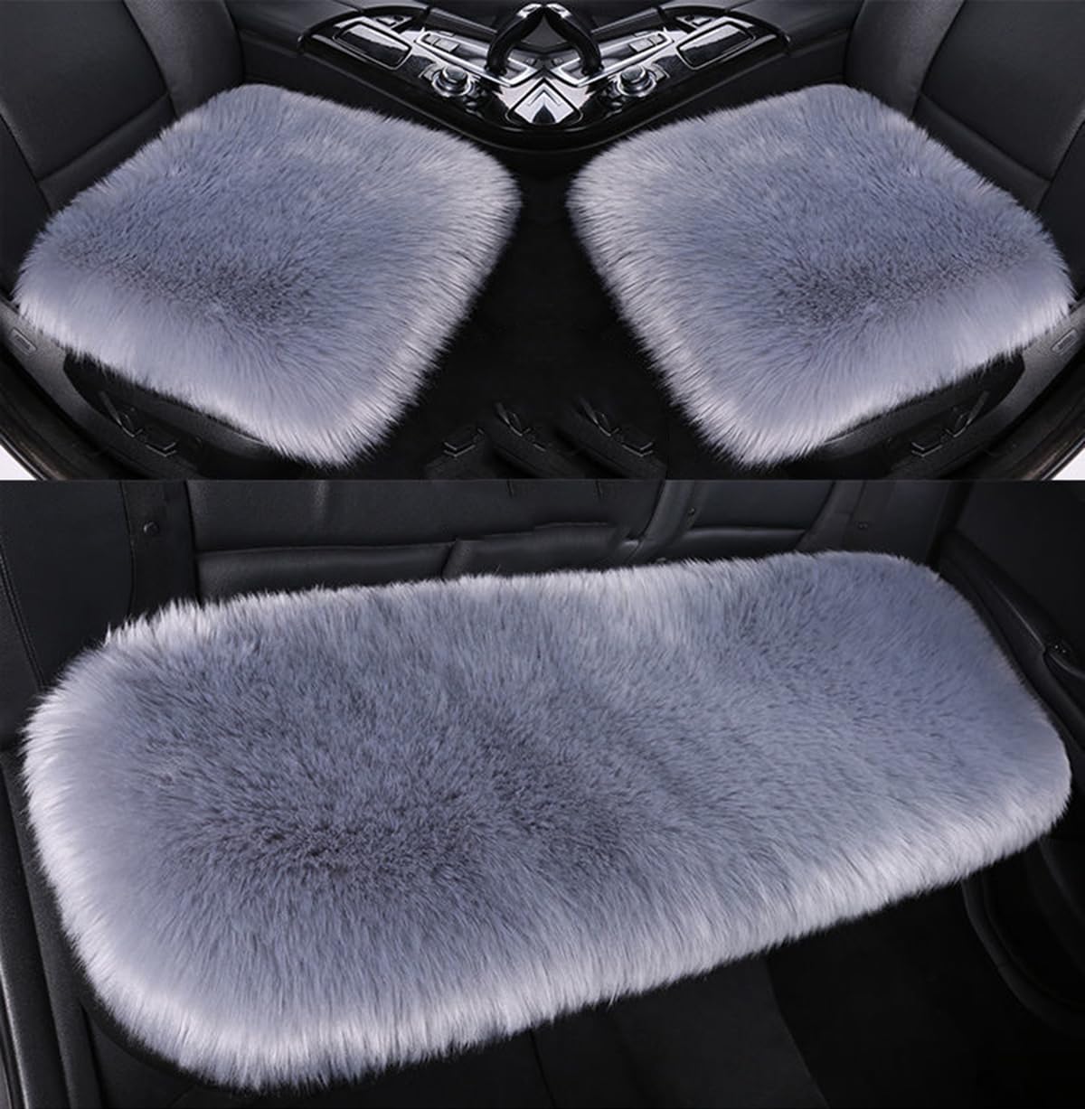 Poduszka na siedzenie samochodowe dla Alfa Romeo 4C 8C 156 Giulietta Stelvio Spider GT Giulia, ciepła wełna, miękka i długa zimowa pluszowa poduszka na siedzenie samochodowe, Threepieceset-Grey