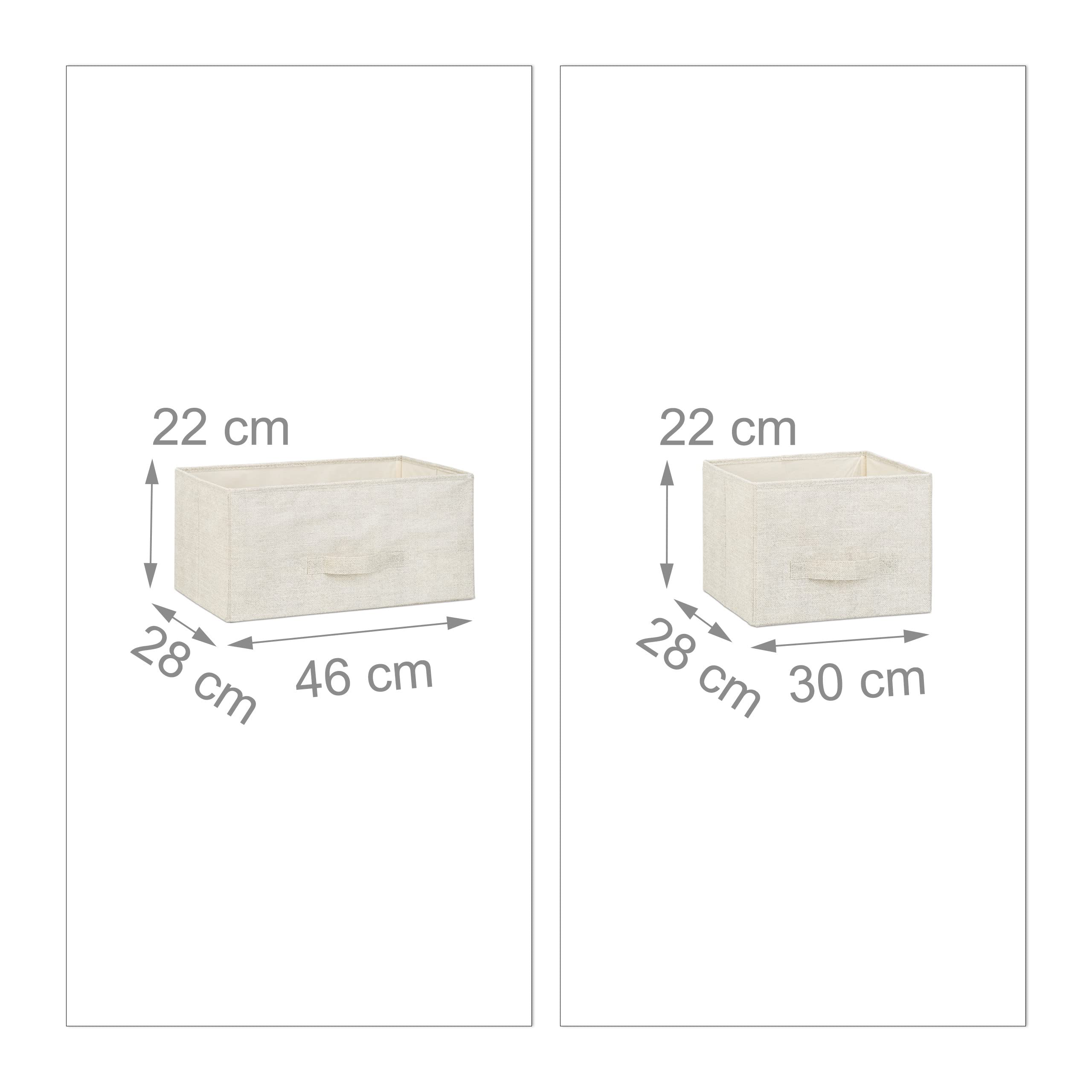 Relaxdays Regalsystem, 5 Stoff-Schubladen, universale Schubladenbox, Metall und Holz, HxBxT: 54,5 x 100 x 30 cm, beige, Design E