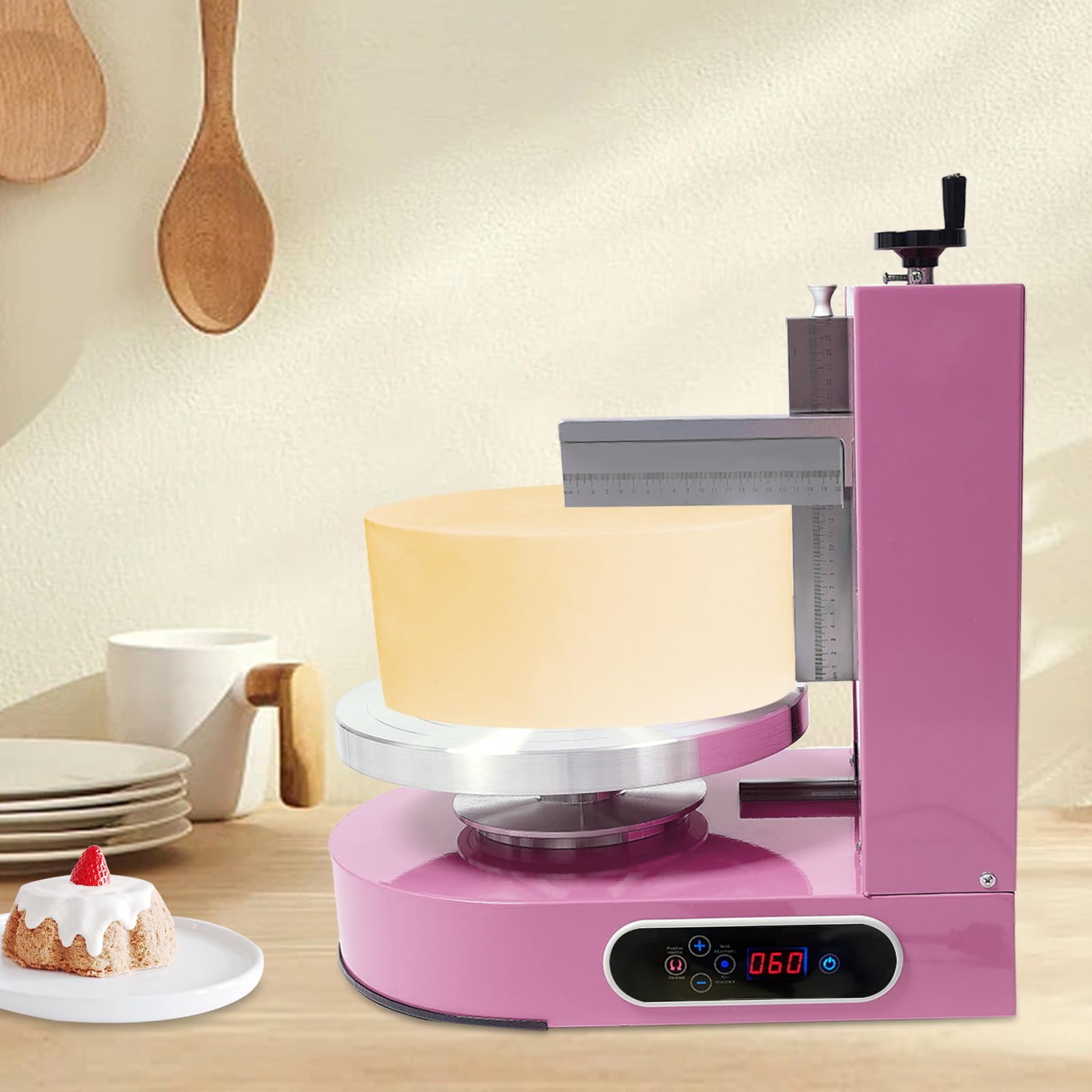 Máquina eléctrica para Decorar y recubrir Pasteles - para Pasteles de 4 a 12 Pulgadas, Velocidad Ajustable de 60 a 320 RPM, para una aplicación Suave de Crema y decoración de Pasteles de Cum