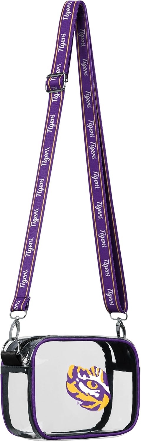 FOCO NCAA College Team Logo Stripe Clear Crossbody Bag
