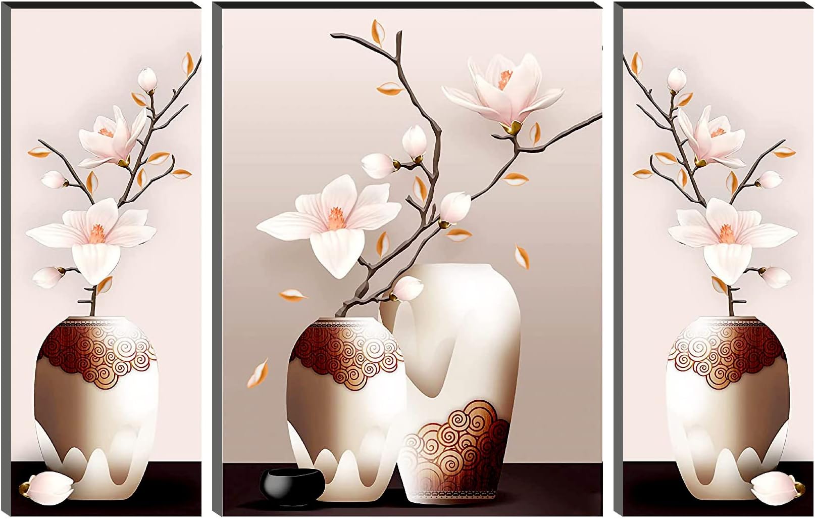 RAC Set of 3 Flower Pot UV Wall MDF Panel Paintings 12X18 INCH-52