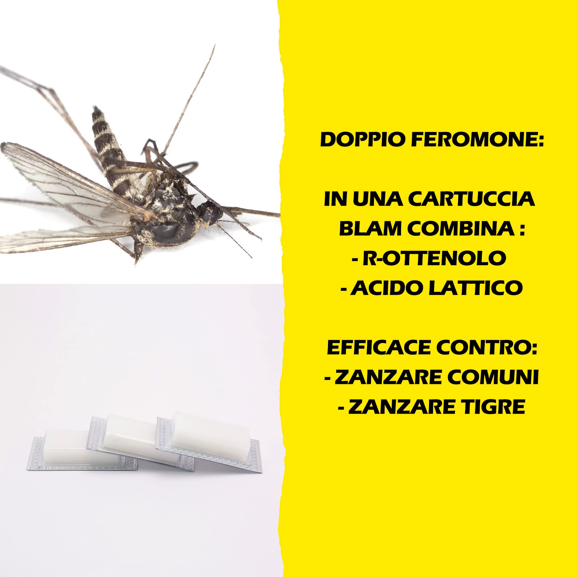 BLAM 3 Esche per zanzare compatibile Mosquito Magnet a doppio feromone: efficace su zanzare tigre e zanzare comuni grazie a R-Octenol e acido lattico (=Atrakta). 3x 45 giorni di efficacia