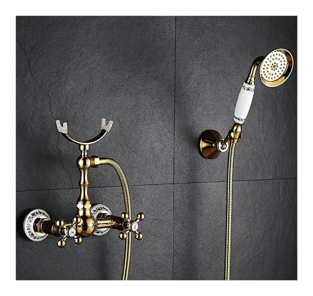 Blyqxs Gold 1 Shower Faucet Brass Golden Bathtub Faucets Wall Bath Faucet Xt365(Gold 1)