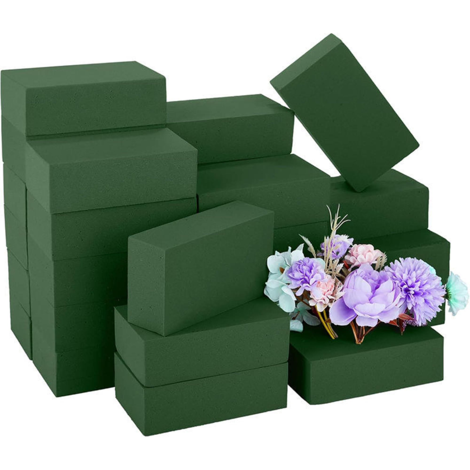 Floral Foam Blocks for Fresh Flower Arrangements | Green Rectangular Flower Foam Bricks | Strong Water Absorption | Ideal for Bouquets & DIY Decor | (6 Pcs)