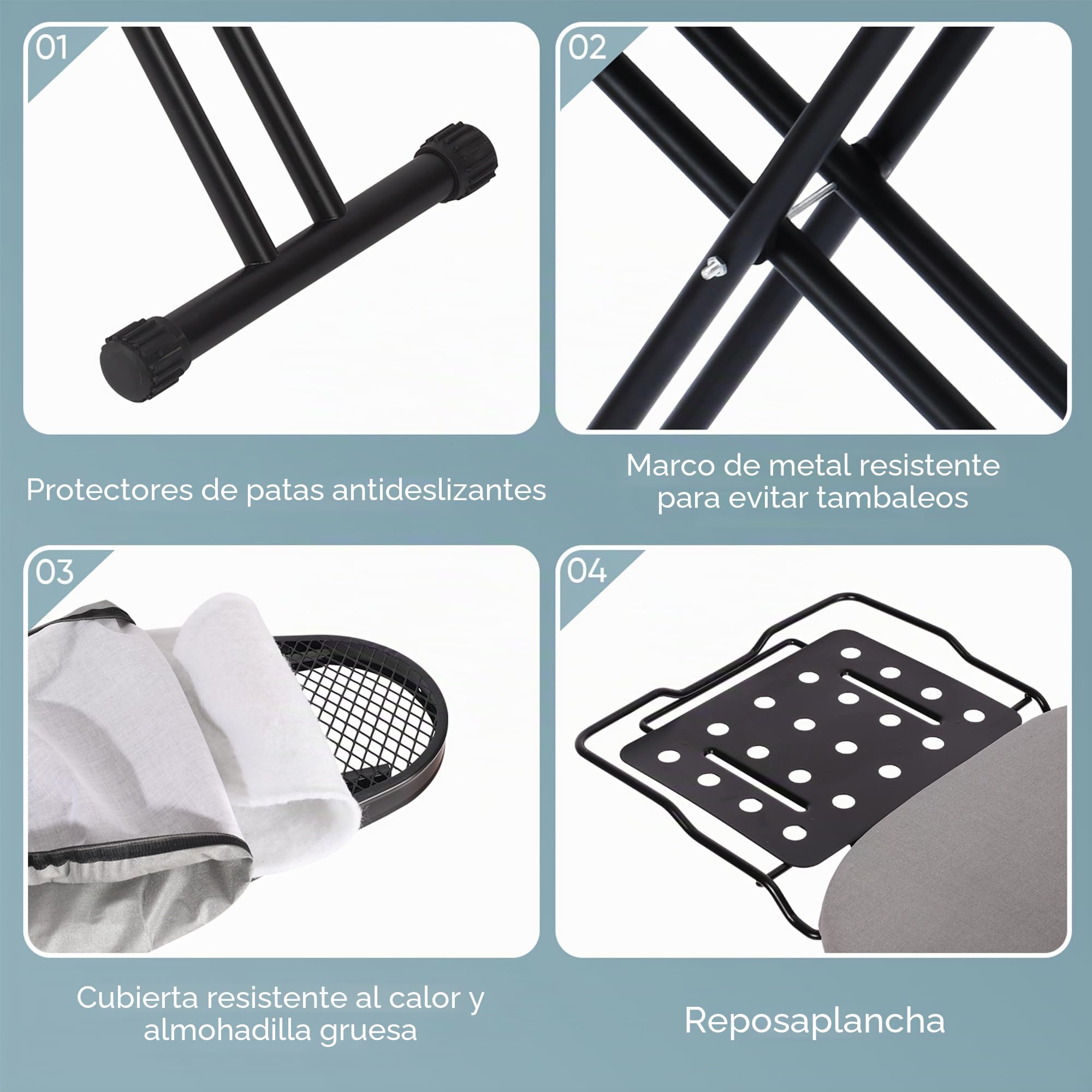 Jakeefud Tabla de planchar de lujo con funda de algodón acolchada extra gruesa y resistente, tabla de planchar para colgar, tabla de planchar plegable, tamaño completo, tabla de tonificación grande
