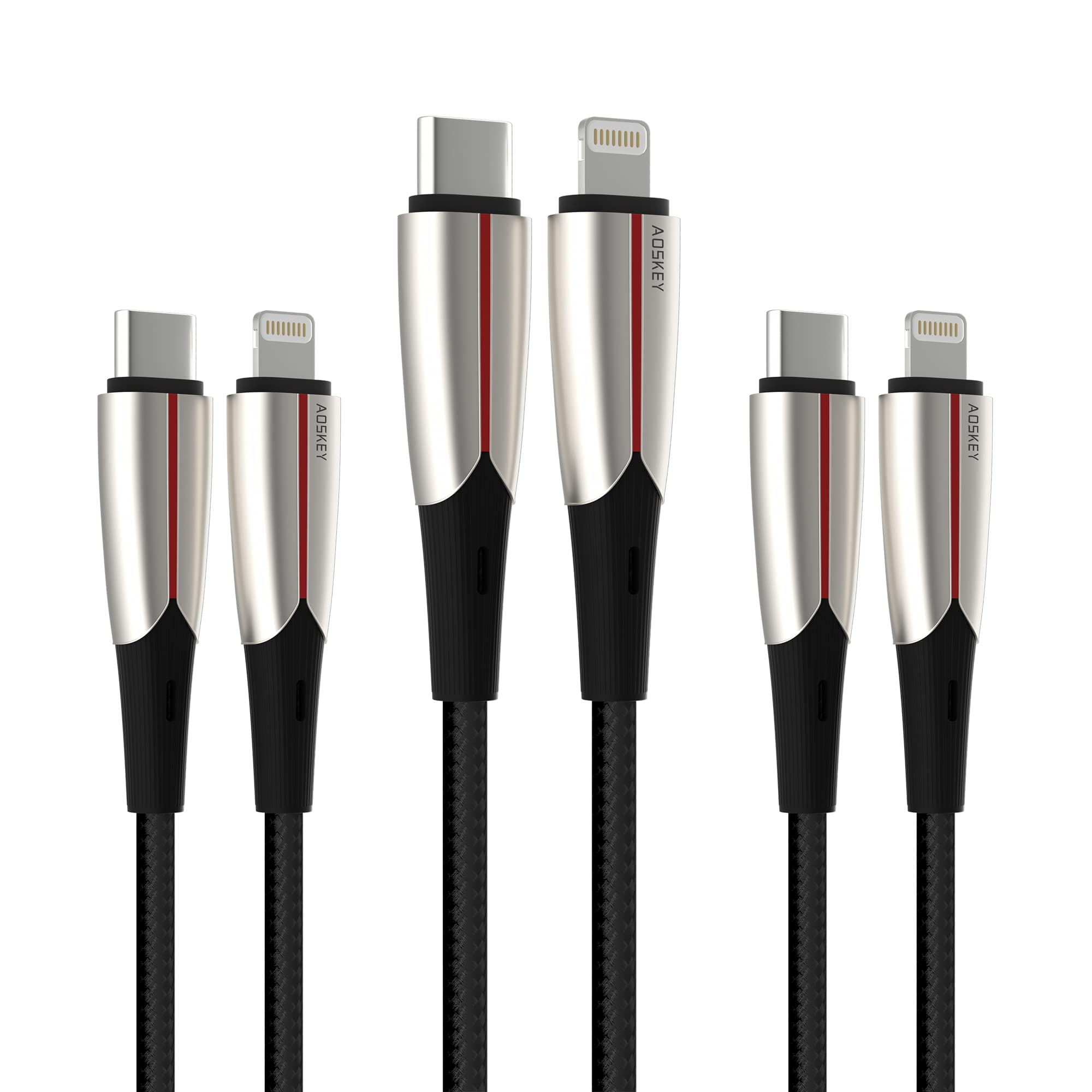 AOSKEY iPhone Charging Cable 3 Pack PD 20W, USB C to iPhone Super Fast Charge Cable Nylon Braid Compatible for iPhone 13 Pro/13 Pro Max/13/13 mini/12 mini/12 Pro Max -1M (3 Pack)