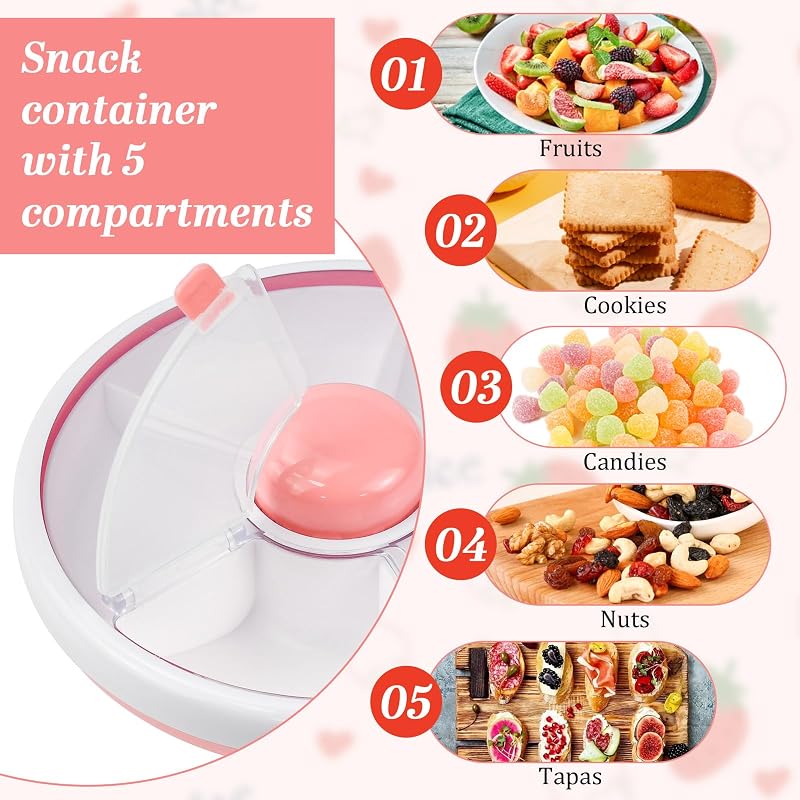XRPRPX Forgó Snack Box 5 Rekeszes Ételhordó Gyerekeknek 18cm BPA Mentes