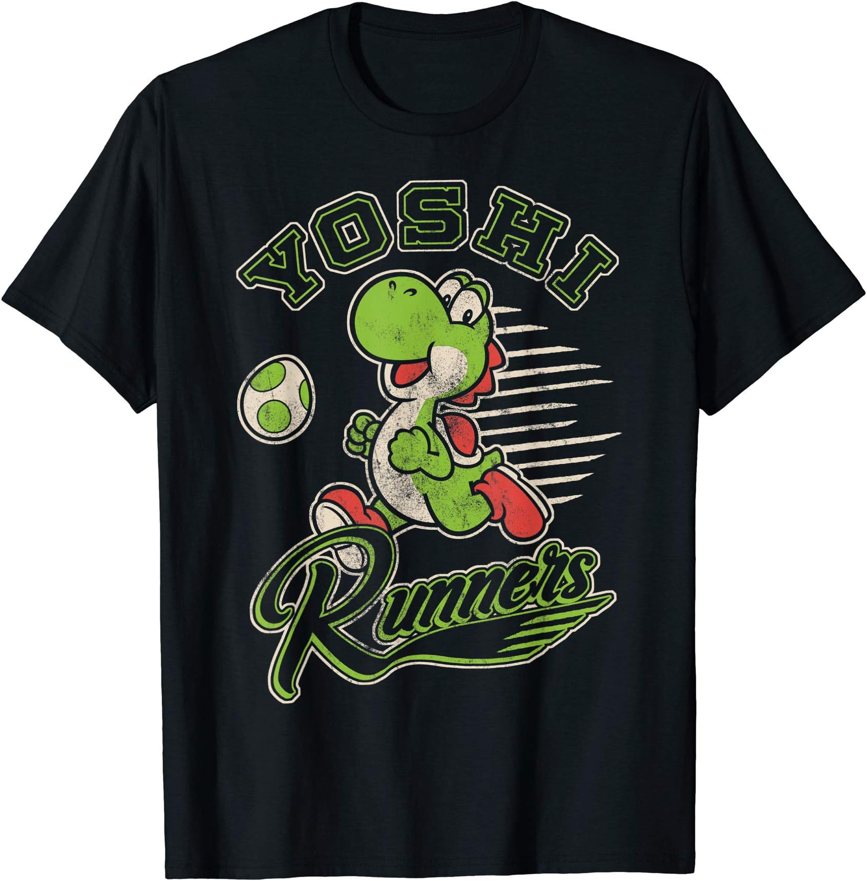Super MarioYoshi Runners Vintage Poster Graphic T-Shirt T-ShirtOEKO-TEX STANDARD 100