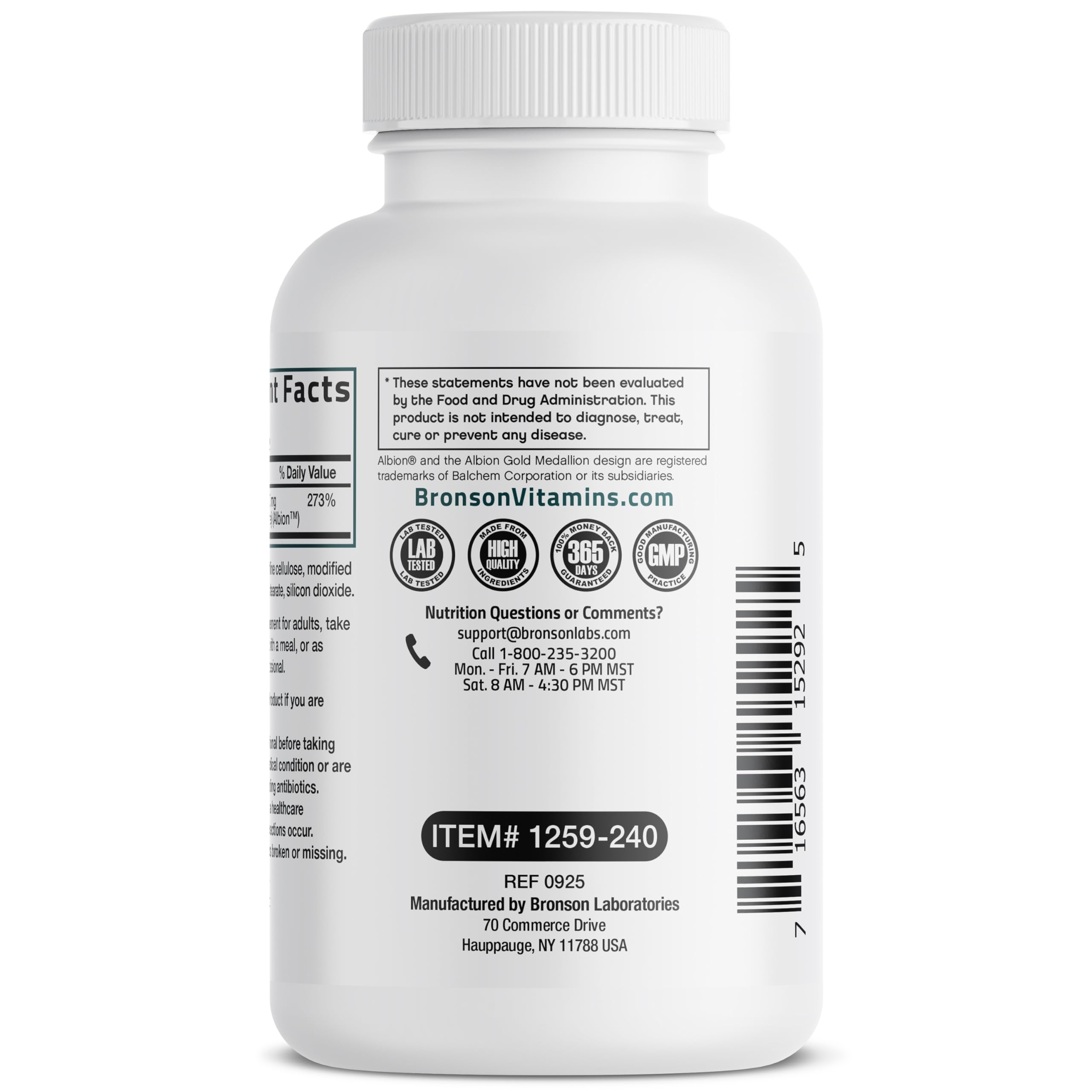 Bronson Zinc Glycinate 30 mg (Zinc Bisglycinate Chelate), 240 Capsules — Amazon image 6