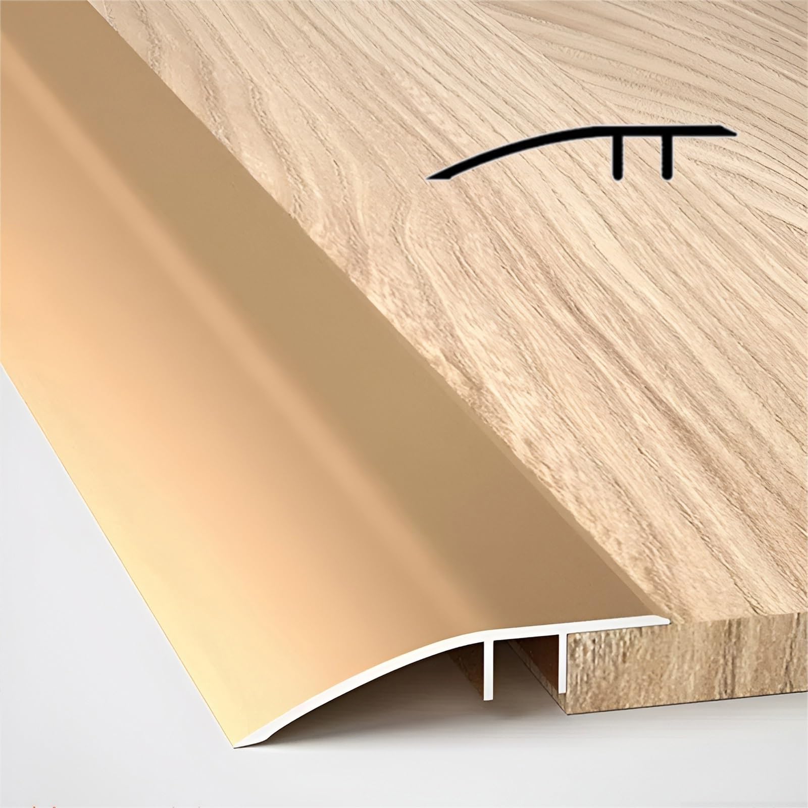 Aluminum Floor Transition Strip, Suitable For Doorways Threshold Ramp Tile Laminate Planks, Bridge The Height Between 5-15mm(Gold)