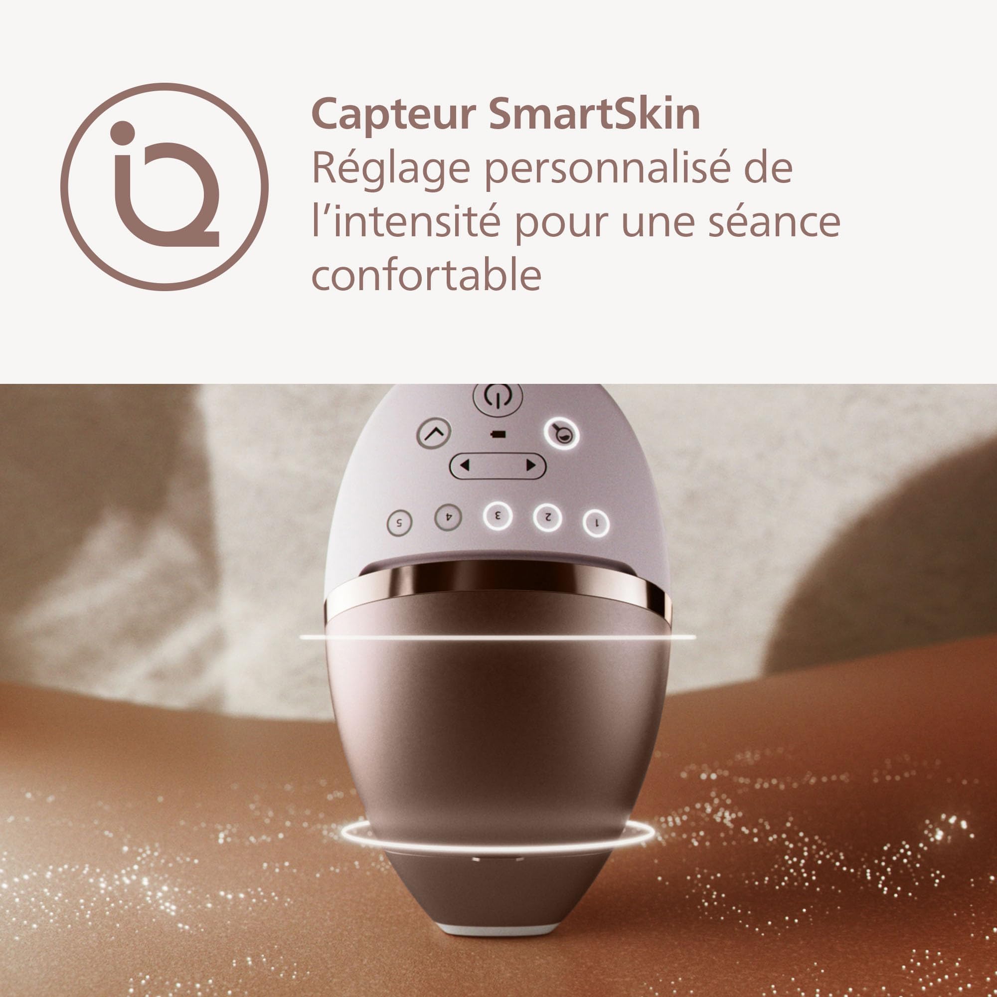 Philips Lumea série 9000, Épilateur à lumière pulsée, alternative à l'épilation laser, technologie SenseIQ, 3 accessoires pour corps, visage et zones de précision, usage avec ou sans fil, BRI955/00