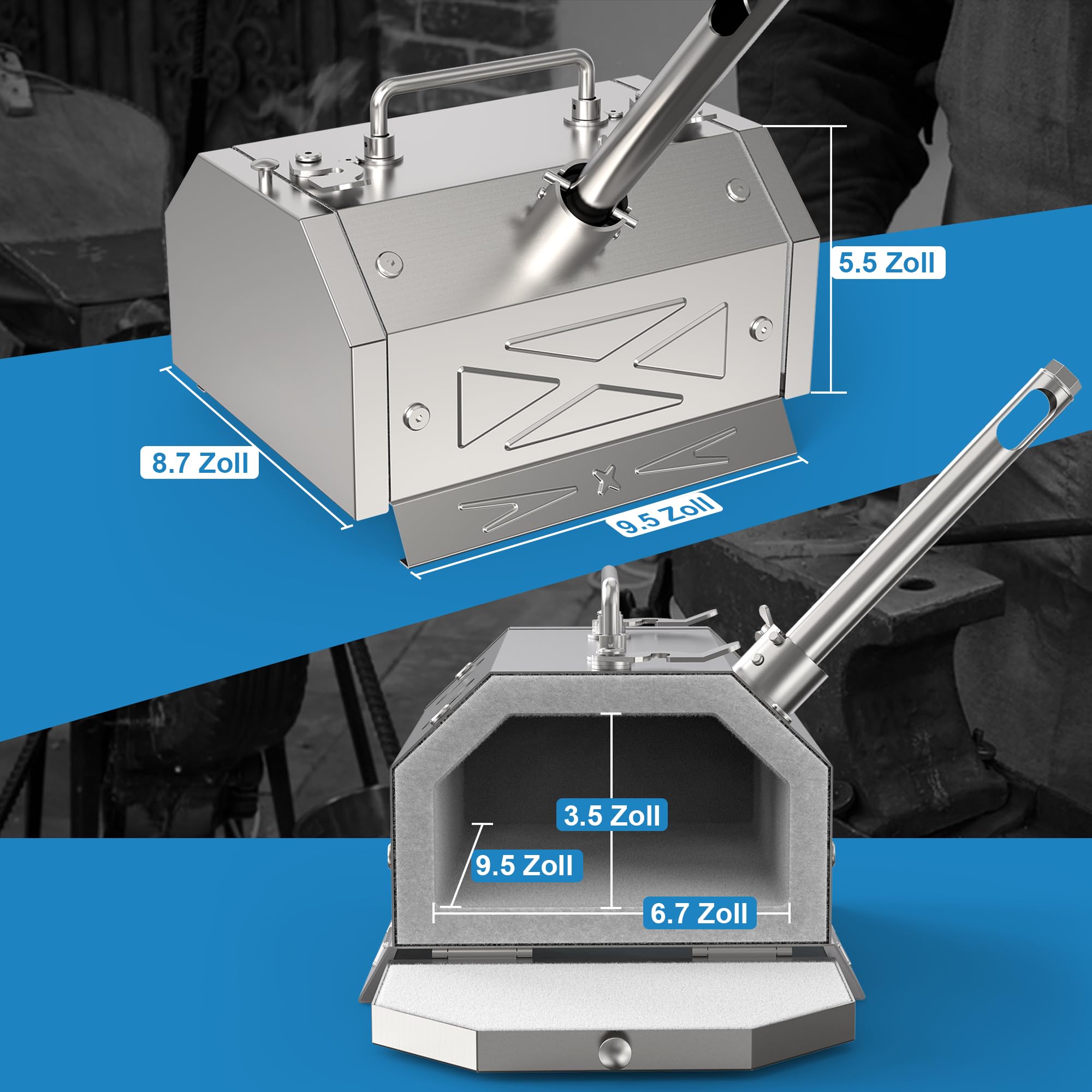GY100 Gas Schmiedeofen, Propan Gasesse mit 1 Brenner, Edelstahl Hochtemperatur Forge bis 1426°C, tragbarer Schmiedeofen für Messermacher, Schmied und Hufschmied