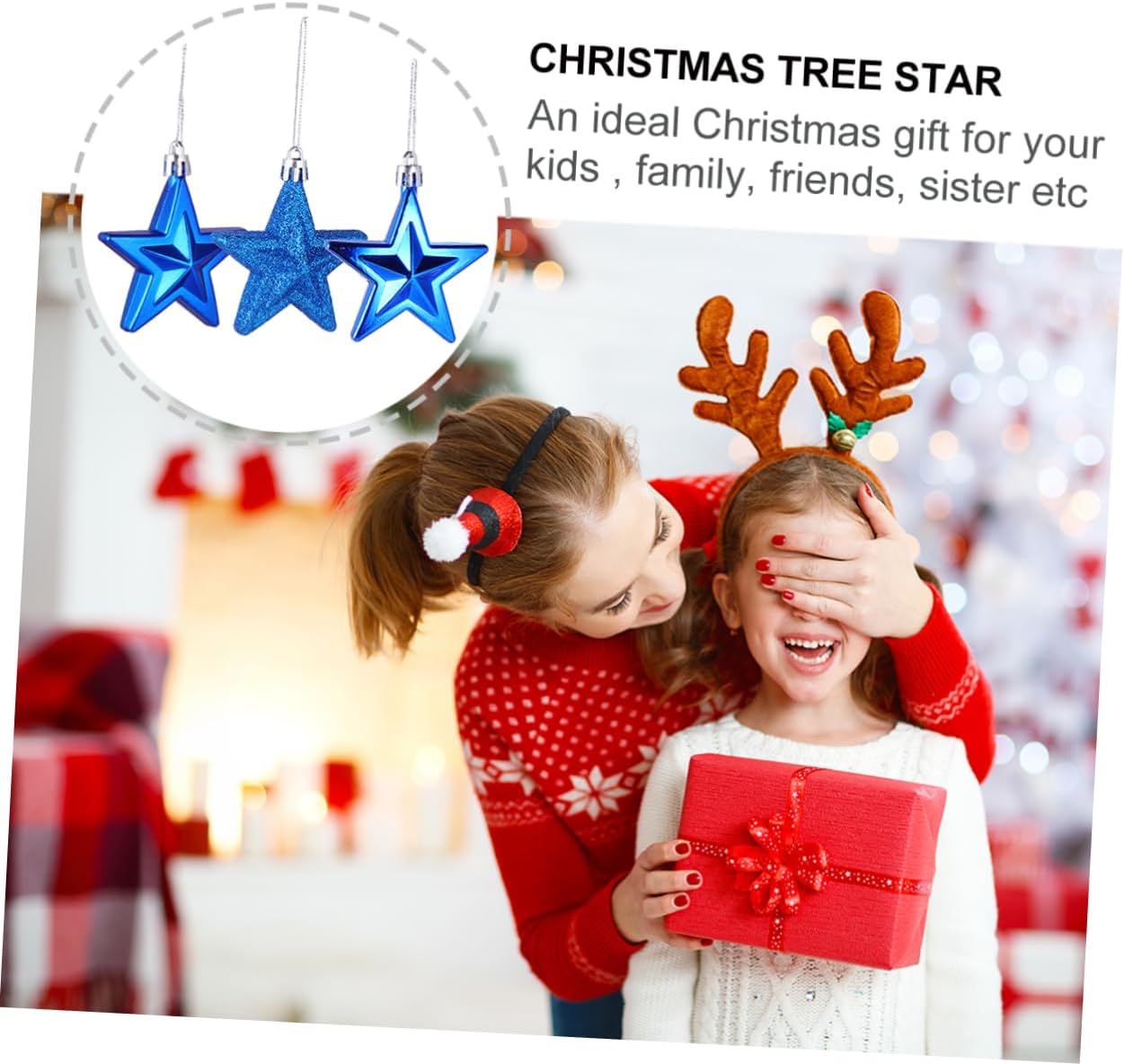 18pcs Blue Plastic Five-Pointed Christmas Tree Hanging Stars Xmas