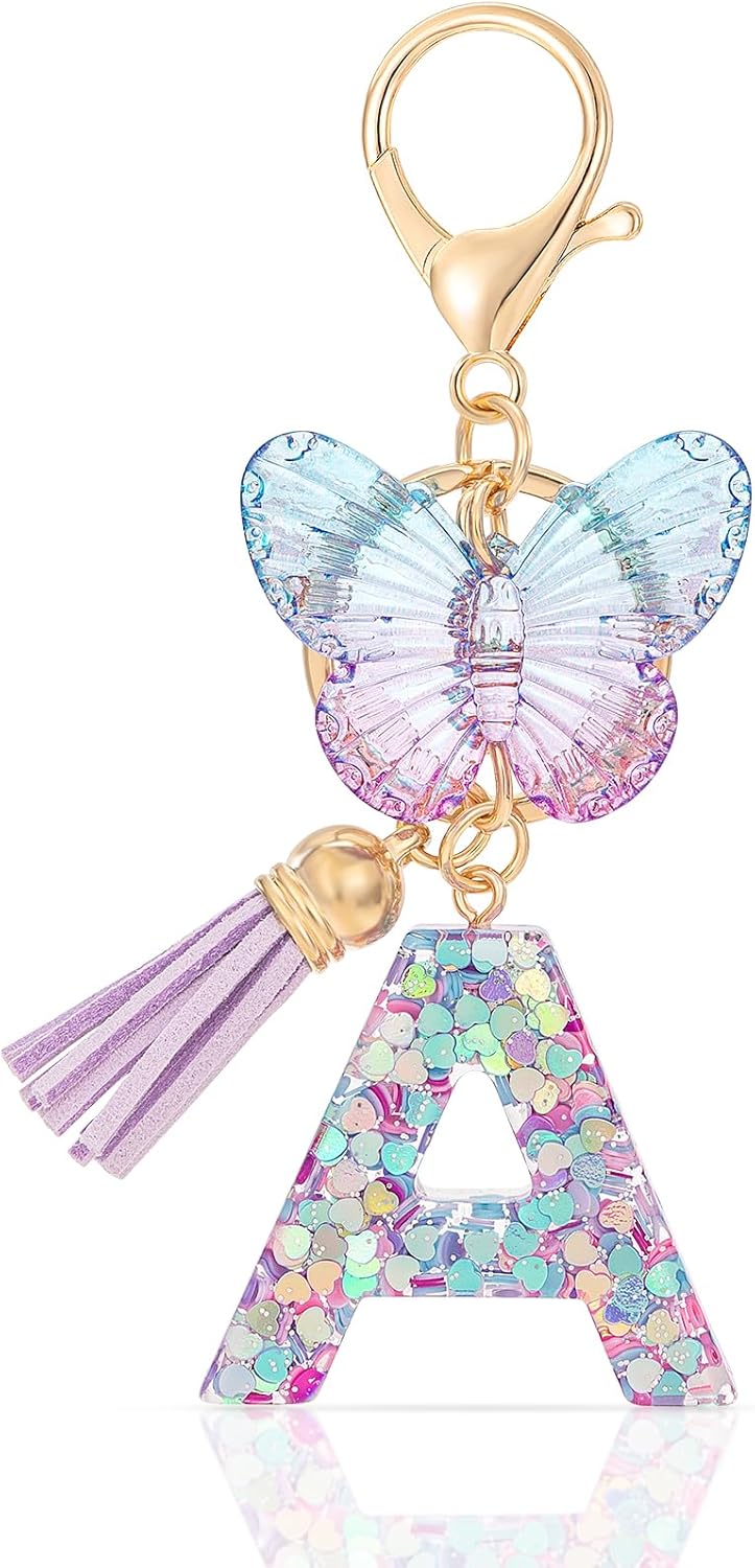 Initial keychain,Initial Resin Letter keychain,Alphabet Keychains,Cute Keyrings Car Keychains for Girls Women Men