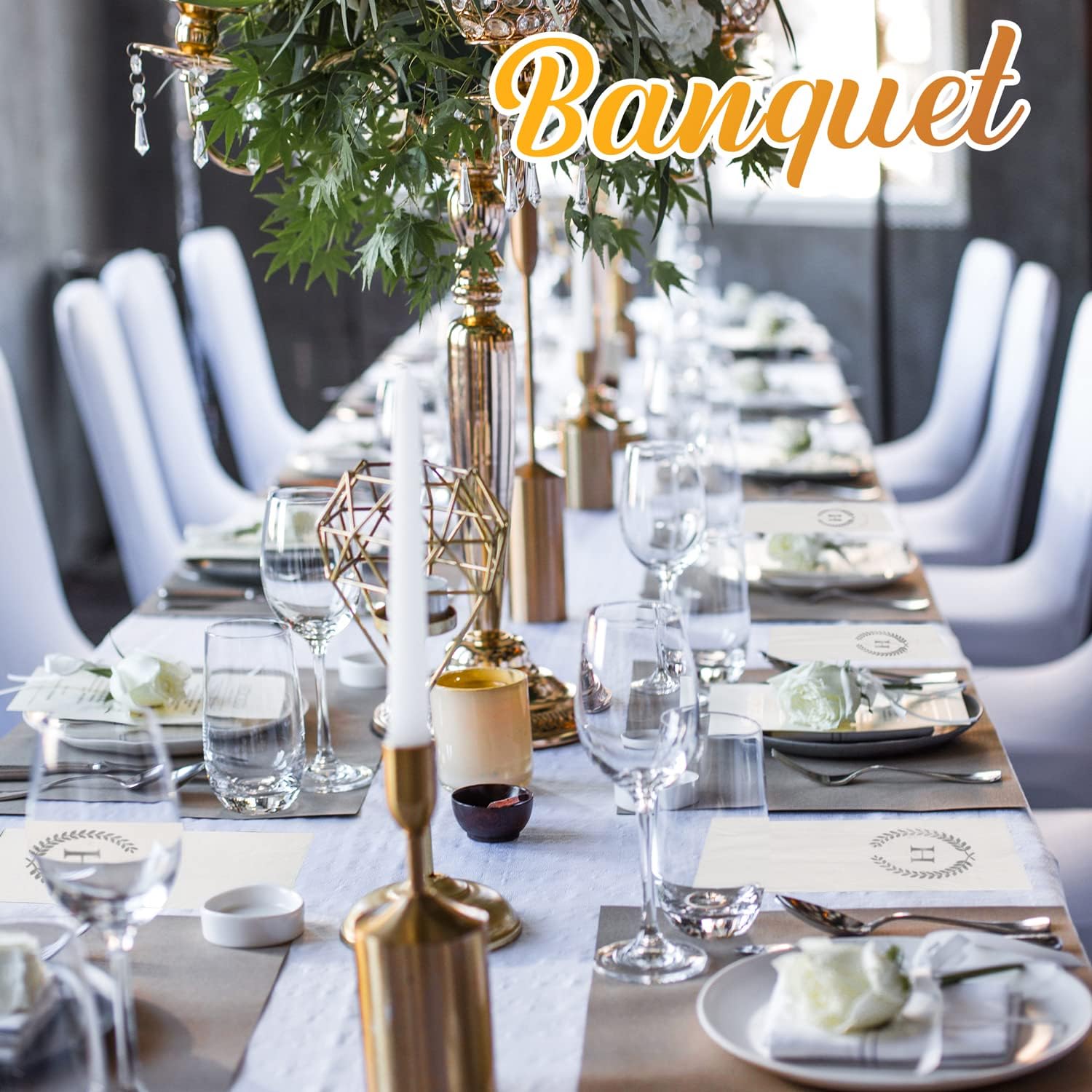 200 Pack Monogrammed Disposable Napkins Silver Foil Letter H Guest Napkins Initial Disposable Hand Paper Towels for Wedding Engagement Baby Shower Party Home Kitchen Bathroom Dinner Decorative Towels - Image 7