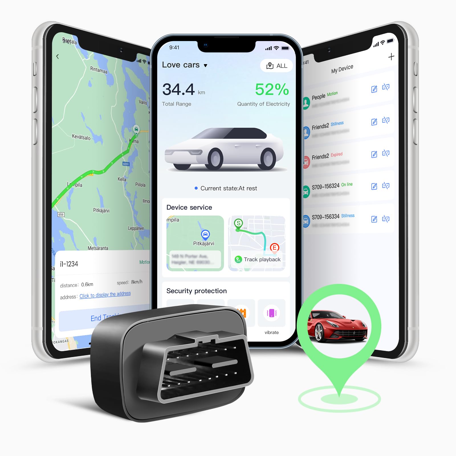 R56L OBD Car GPS Tracker, No Distance Limited with Free APP for Anti-Theft, 4G LTE Real Time Tracker for Fleet Management, Fence Alarm, Teenage Driving, History Playback, 10S Refresh