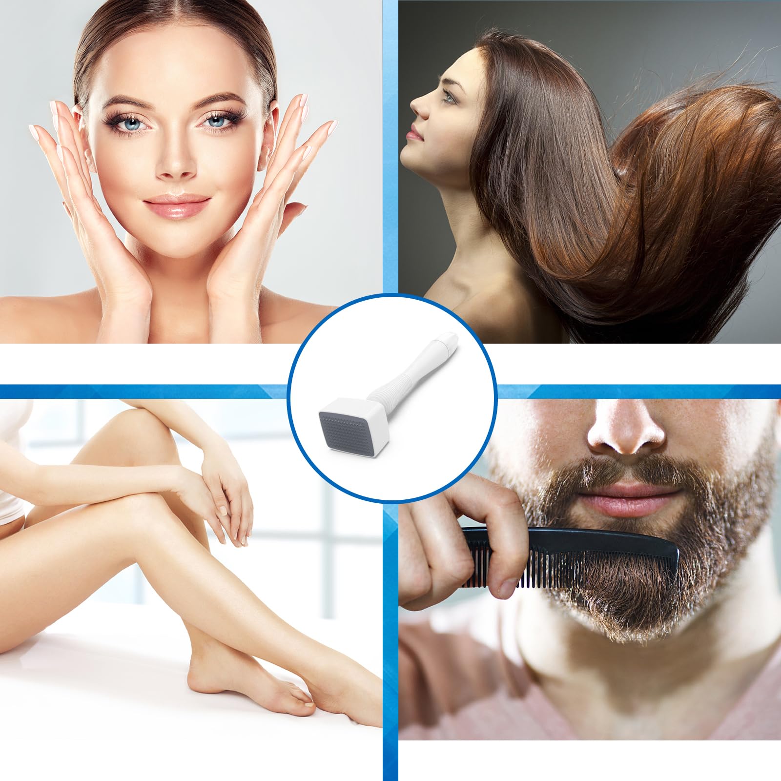 Dermastamp Derma Stamp Dermaroller 140 Pins Titanium Veri Aghi Microneedle Stamp Microneedling Lunghezza Dell'ago Regolabile da 0,25 mm a 3,0 mm Salvietta per Capelli Barba Growth Skin Care