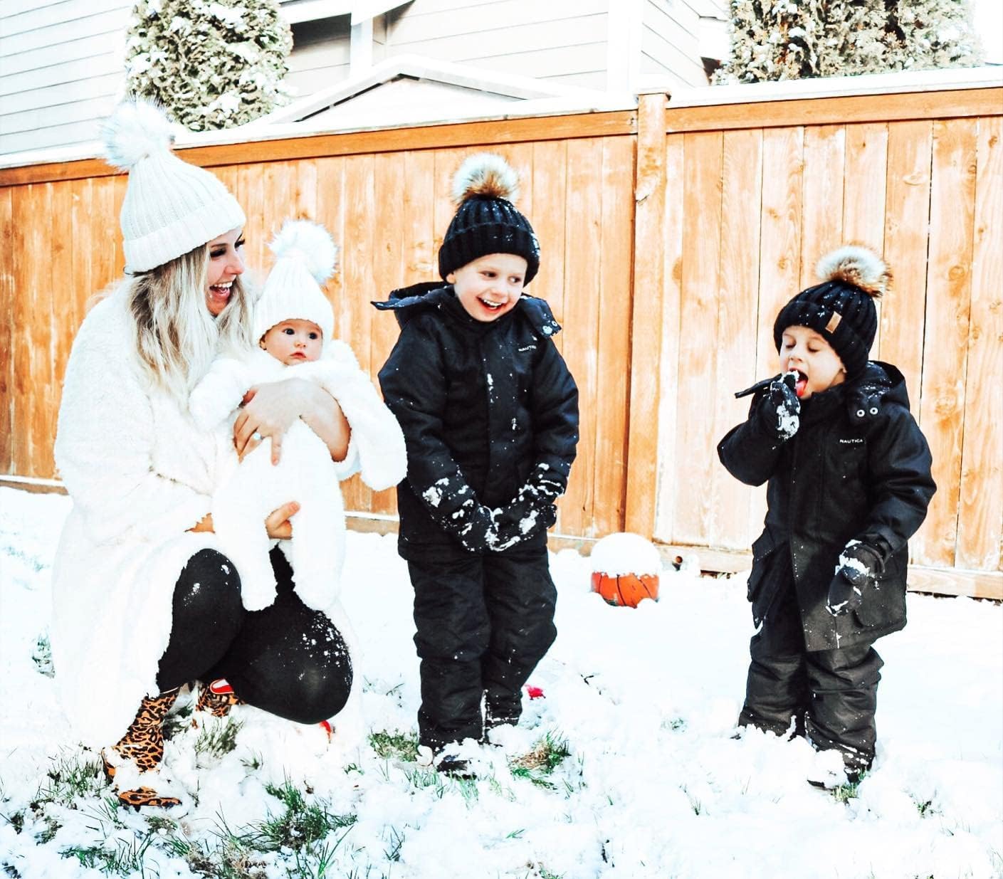 FURTALK Kids Winter Hat Toddler Knitted Beanie with Faux Fur Pom Poms for Baby Girls Boys - Image 5