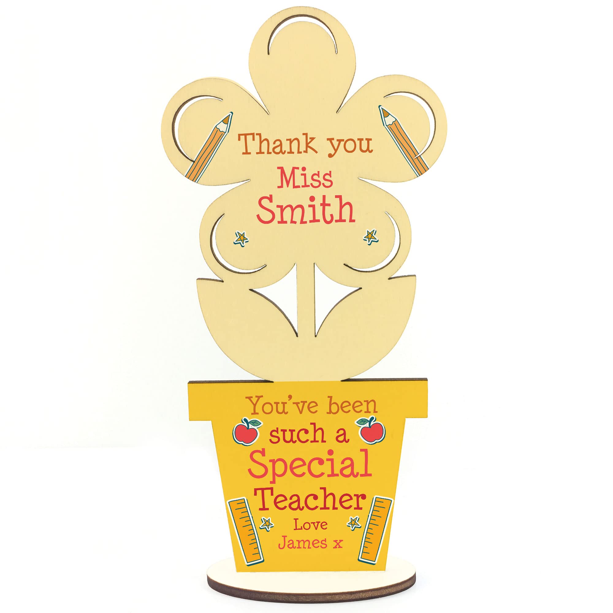 Red Ocean Special Teacher Gift Thank You Personalised Flower Leaving School Nursery Gift Classroom Sign