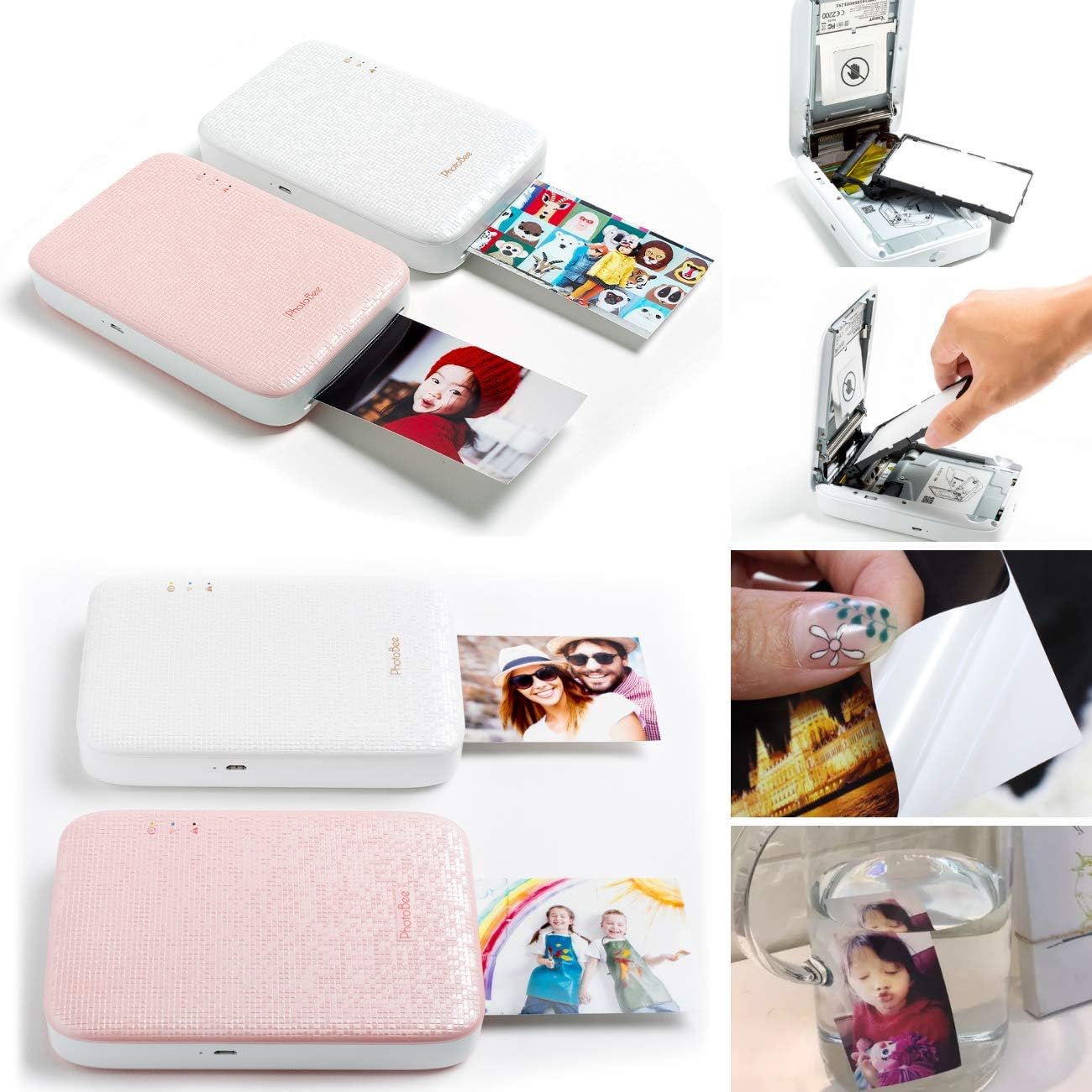 Portable Photo Printer - White (12 Sheets of Sticky-Backed Photo Paper are Included)