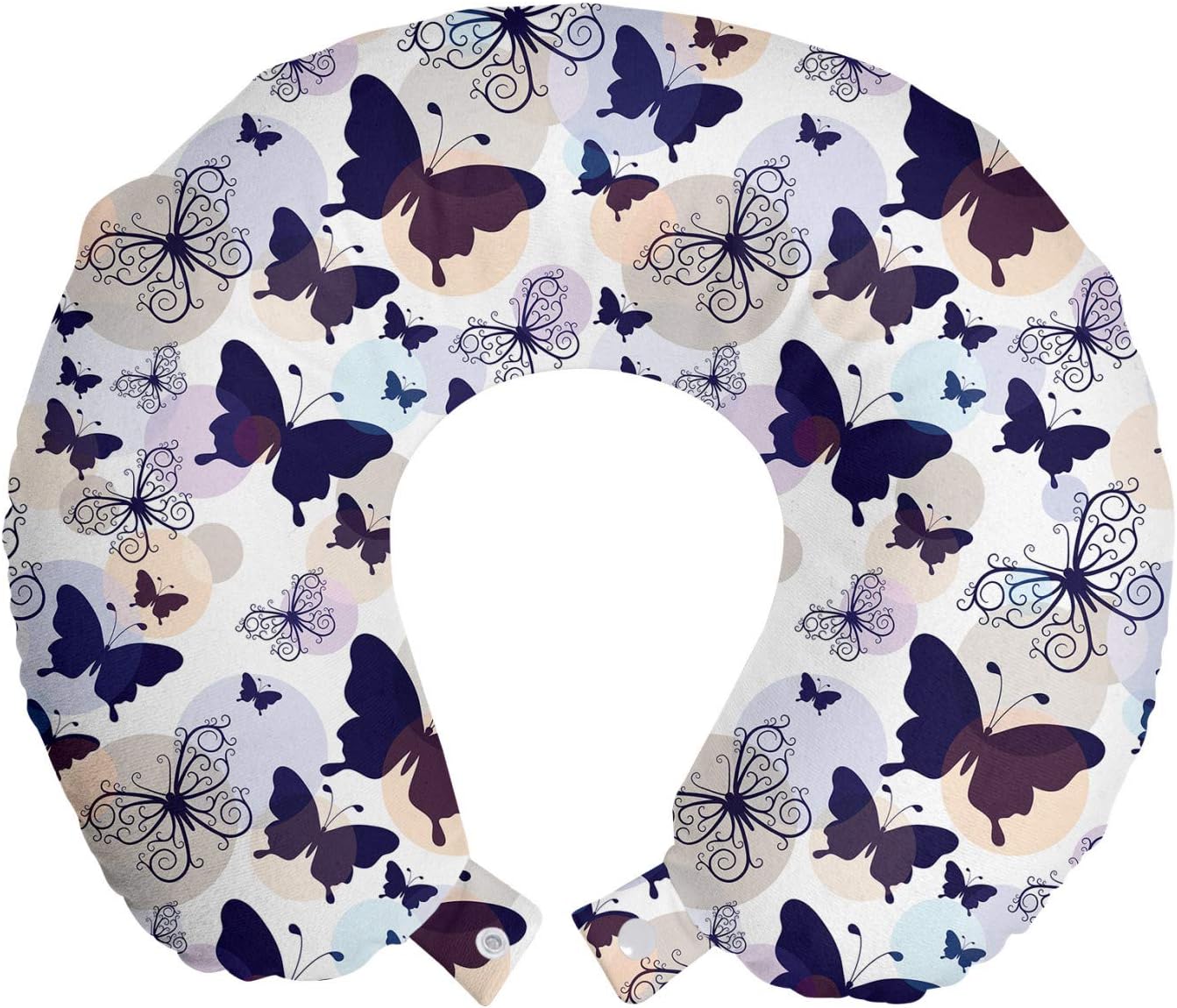 Ambesonne Butterfly Travel Pillow Neck Rest, Silhouettes and