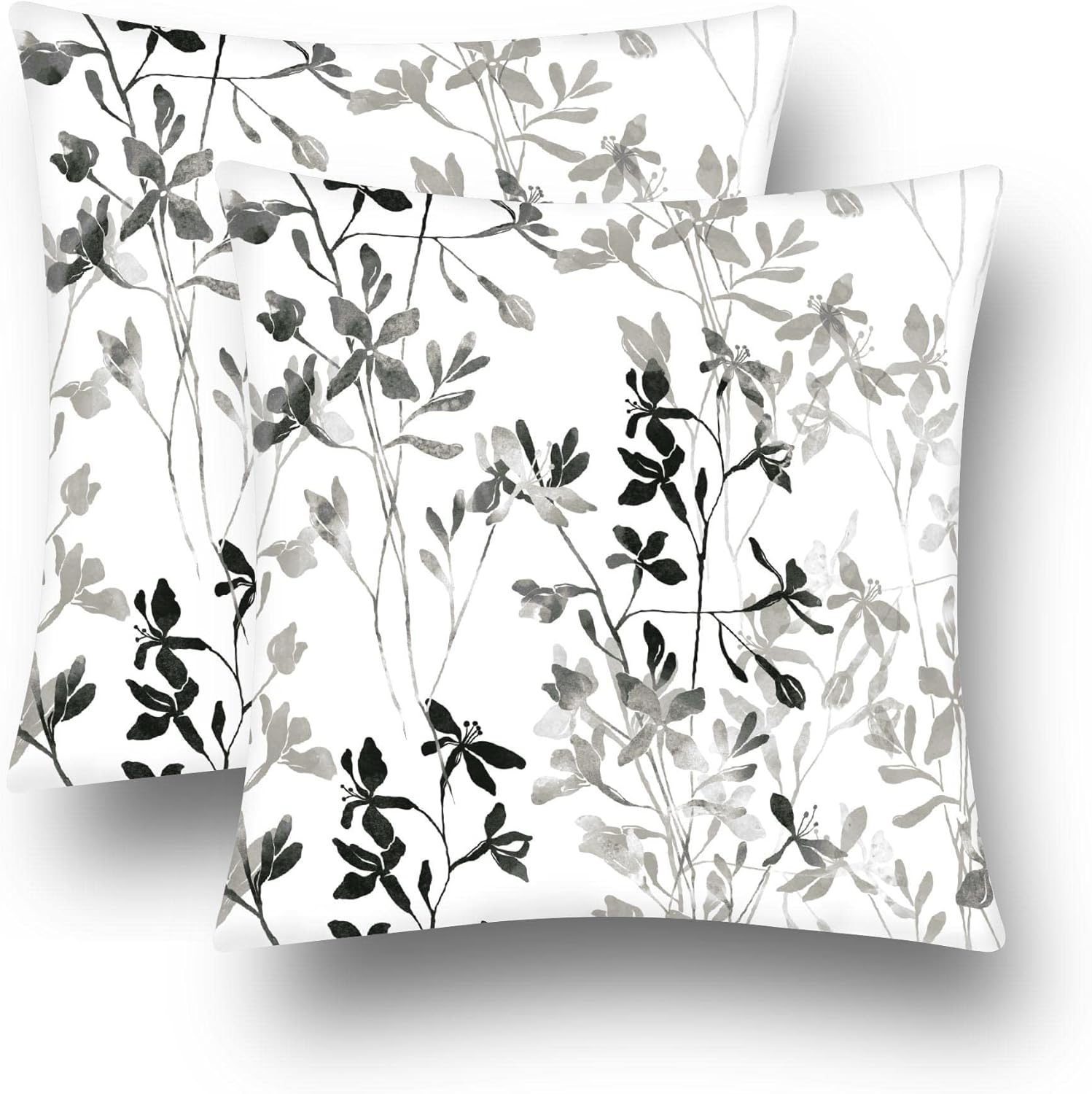 Asuexpect Black White Floral Pillow Covers Set of 2 Grey Flower Throw Pillow Cover