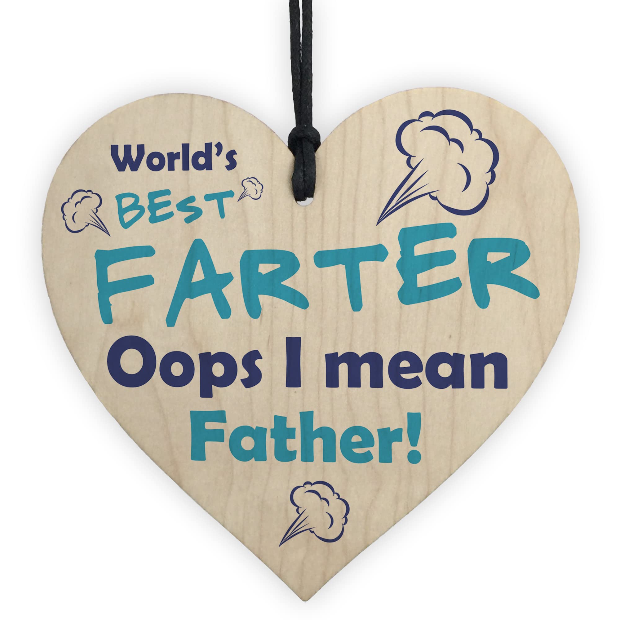 Red Ocean Novelty Fathers Day Sign Funny Dad Gift For Birthday Wood Heart Dad Daughter Son Gifts For Him Joke Dad Gifts