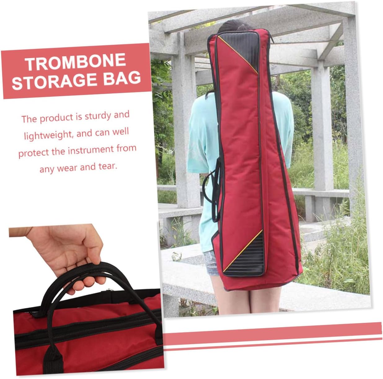 Thickened Waterproof Oxford Cloth Tenor Trombone Carrying Bag with Handle Portable Trombone Storage Case Music Instrument Pouch for Travel and Performance