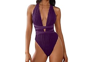 Women's One Piece Ribbed High Cut Swimsuit