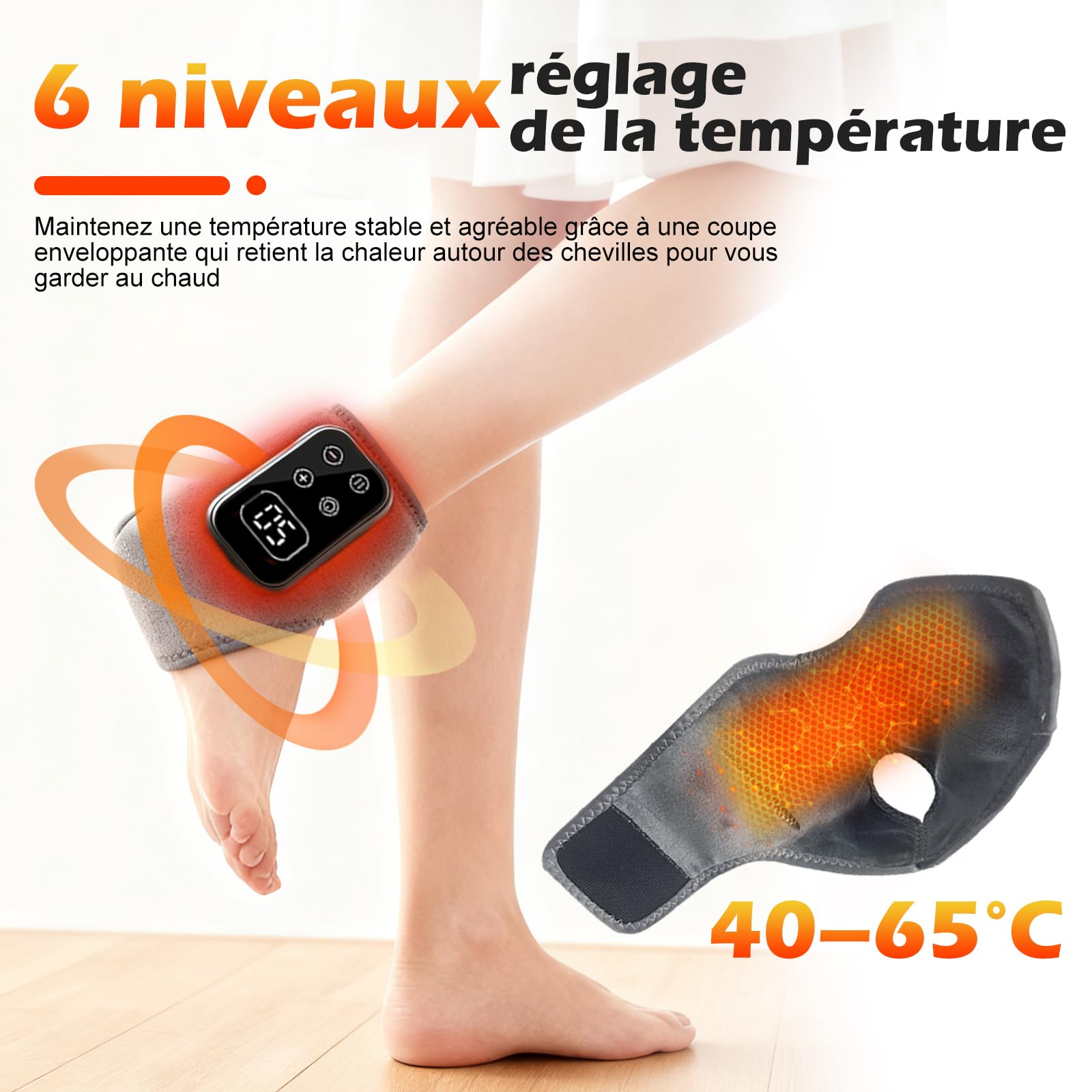Fussmassagegerät 3-in-1 Foot Massager, Elektrisch Fußmassagegerät mit 5 Vibrationsmodi und 6 Heizstufen, Kabellos Wiederaufladbar, Linderung von Fußermüdung und Schwellungen