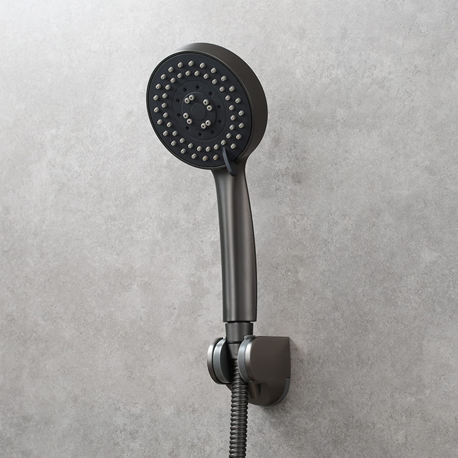 Soporte para Cabezal De Ducha, Soporte para Cabezal De Ducha De Mano ABS, Soporte para Varilla De Ducha Montado En La Pared, Instalación Perforada,Negro