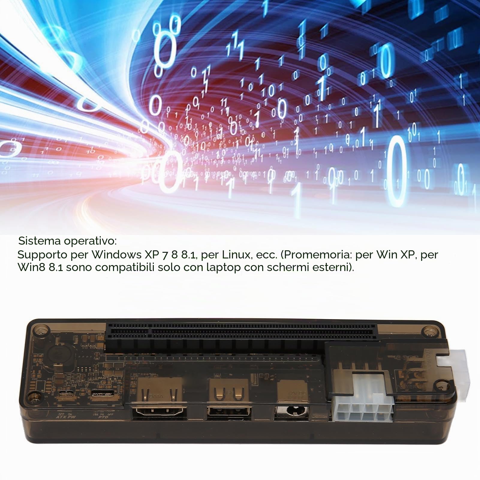 Dock per Scheda Grafica Esterna, Dock per Scheda Video Esterna per Laptop, Adattatore GPU PCI E, Uscita 6 Pin + 8 Pin, Expresscard, Cavo Dati USB PCIE X16, per EXP GDC