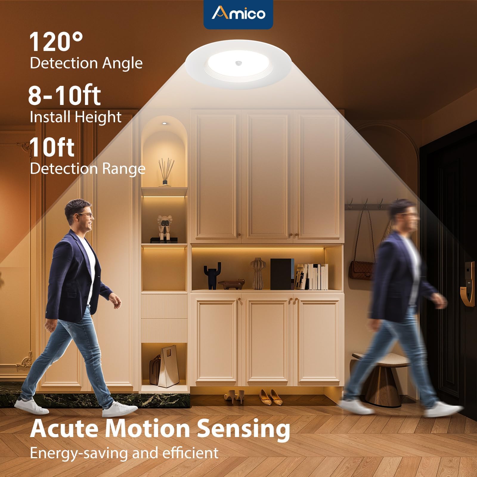 Amico 1 Pack 5/6 inch Motion Sensor Recessed Light, 12.5W=100W