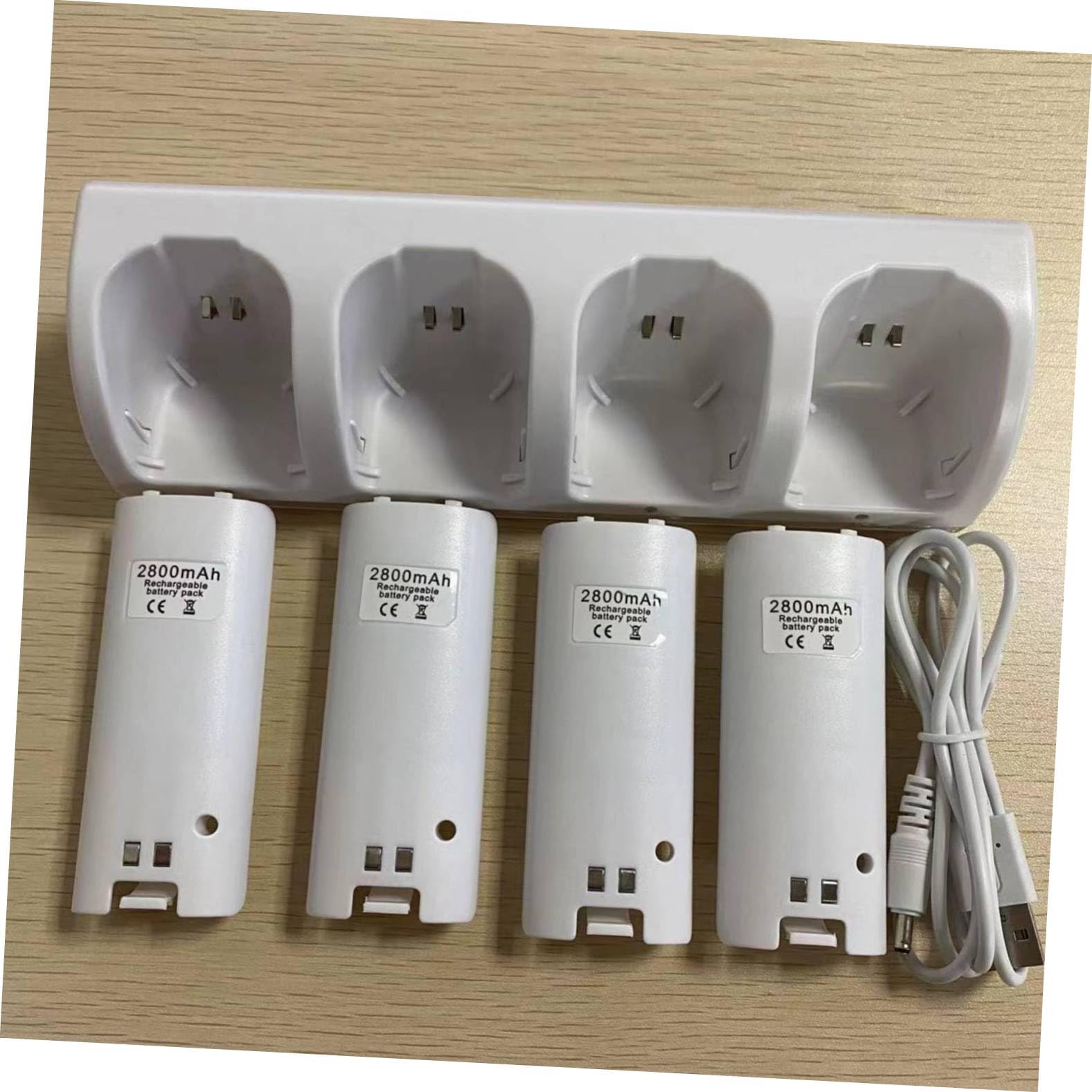 OSALADI Chargeur de Batterie à 4 Emplacements, Abs Blanc, Indicateur LED, Charge Simultanée, pour Manette de Console, 1 Set