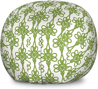 Ambesonne Irish Storage Toy Bag Chair, Entangled Clover Leaves Twigs Celtic Pattern Botanical Filigree Inspired Retro Tile, Stuffed Animal Organizer Washable Bag, Large Size, Green Cream