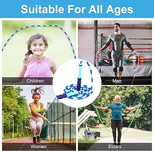 Vista 5 de GRAWUN Jump Rope For Kids, Soft Beaded Jump Rope, Adjustable Length Tangle-Free Segmented Soft Beaded Skipping Ropefor Women, Men and Kids Keeping