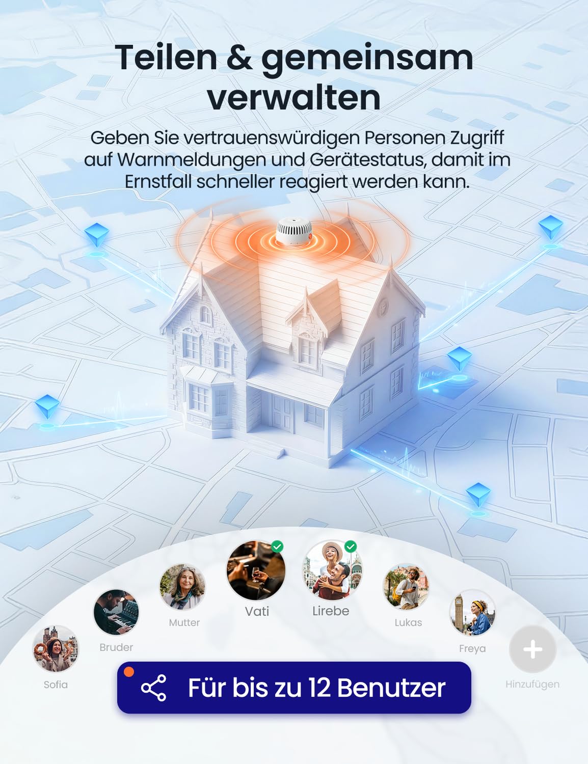 AEGISLINK Smarter Rauchmelder mit Magnethalterung und ohne blinkende LED, 85 dB, Mini-Design, Echtzeit-Benachrichtigungen, Freigabefunktion, ASW-iR, 1 Set