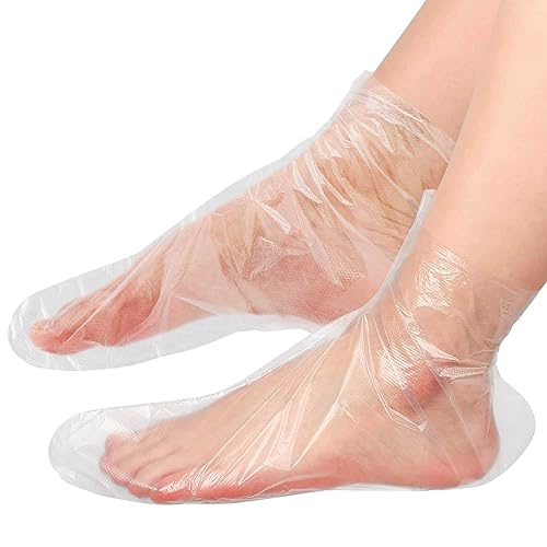 200 fundas de plástico para pies, calcetines de plástico para terapia transparente de pedicura, cubierta de plástico para pies para mujeres,
