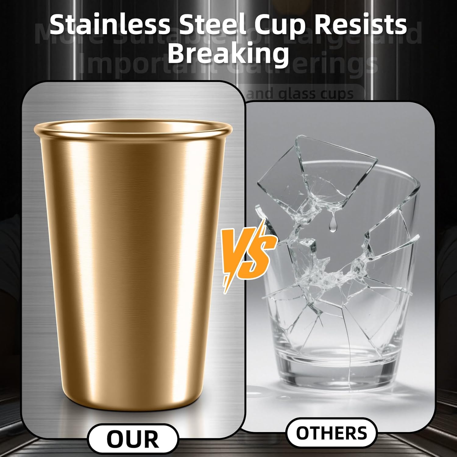 5 Pack 16 oz Stainless Steel Pint Cups,Stainless Steel Cup,Pint Cup Tumbler，water Tumbler,Stackable,Reusable,BPA Free - Image 3