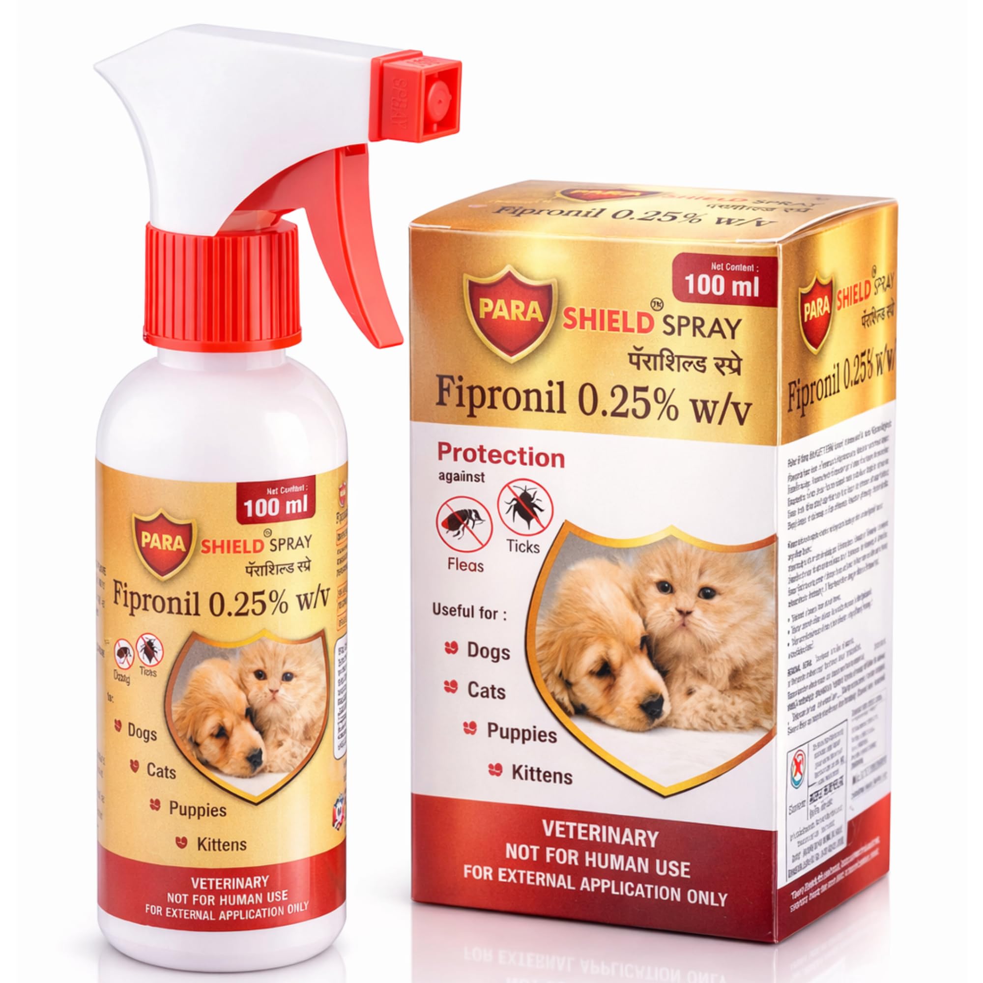 Parashield Spray (100ML) for Ticks and Fleas | Fast Acting, Long Lasting - Effective Spray for Dogs and Cats| Powered by Fipronil for Strong, Enduring Defense